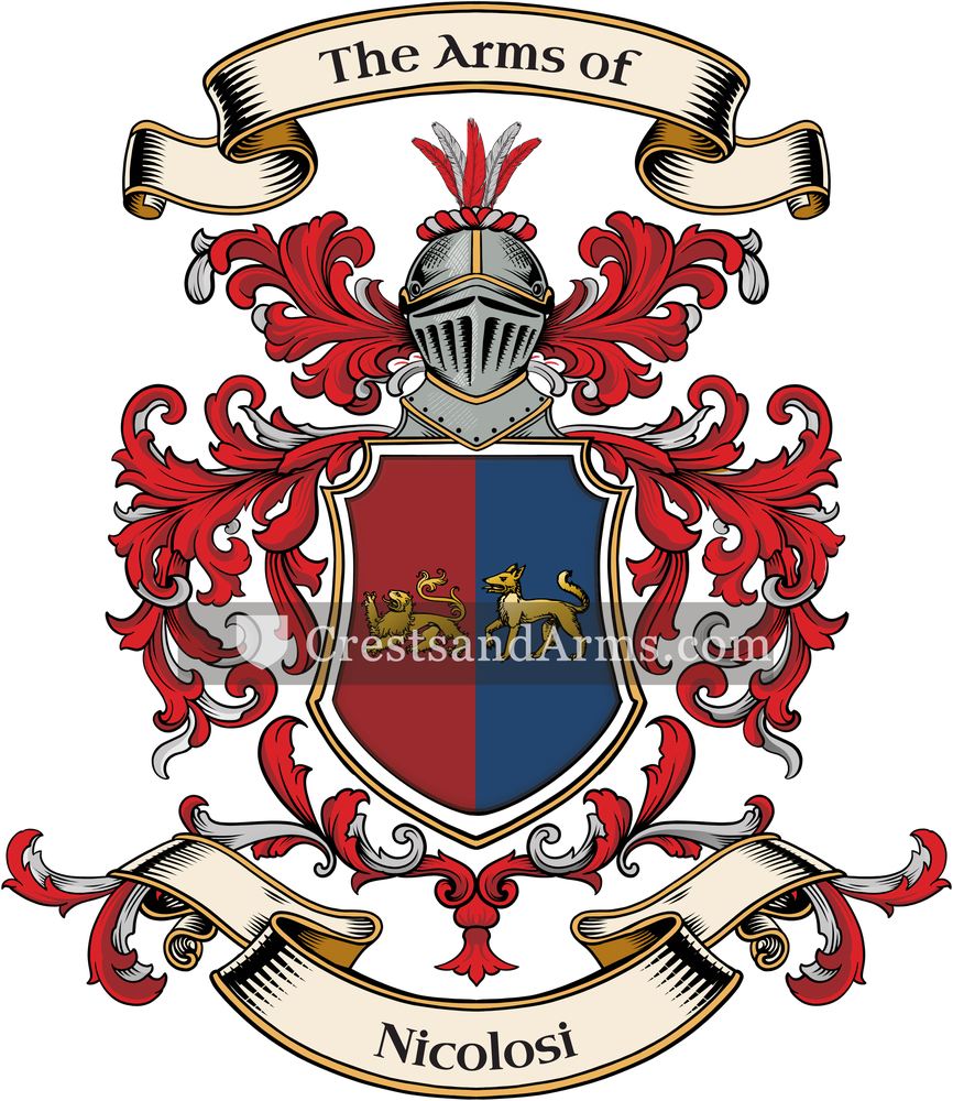 The Nicolosi coat of arms, drawn from the recorded blazon