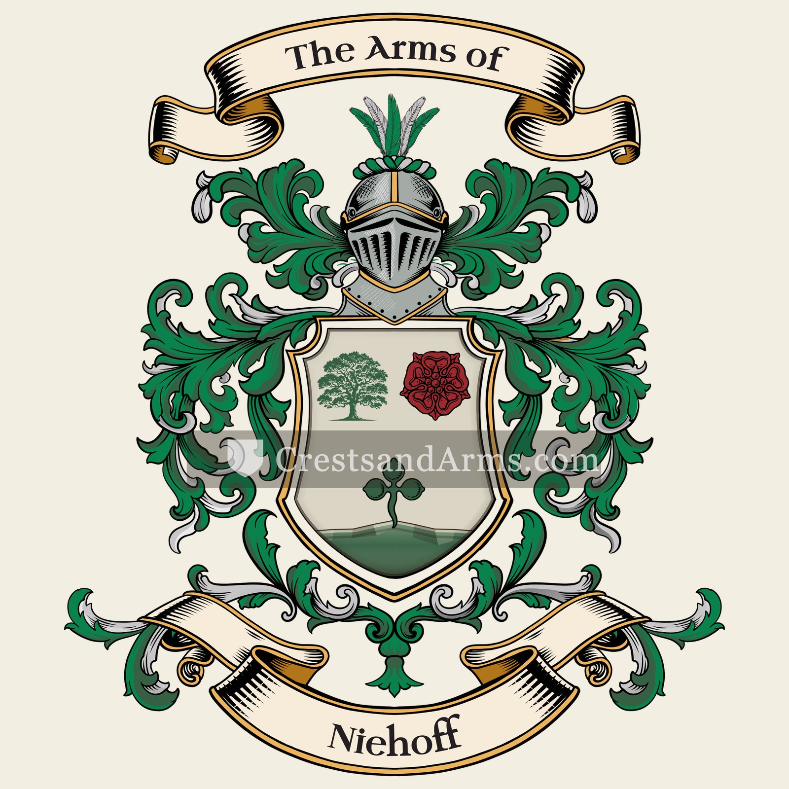 The Niehoff coat of arms, drawn from the recorded blazon