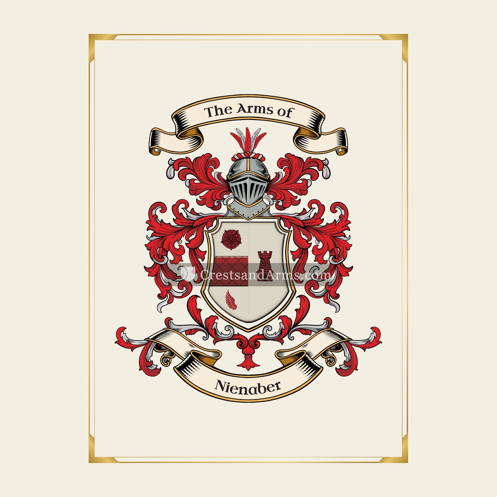 With gold border
