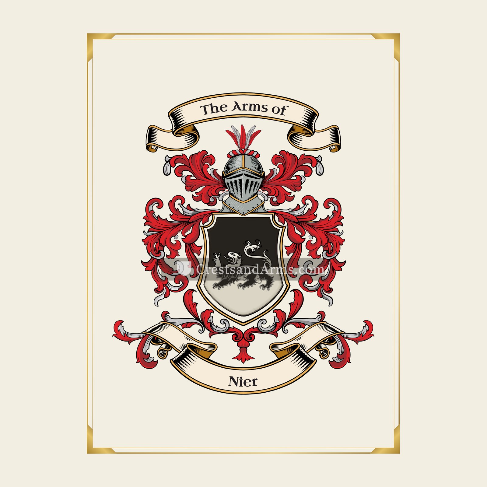 With gold border