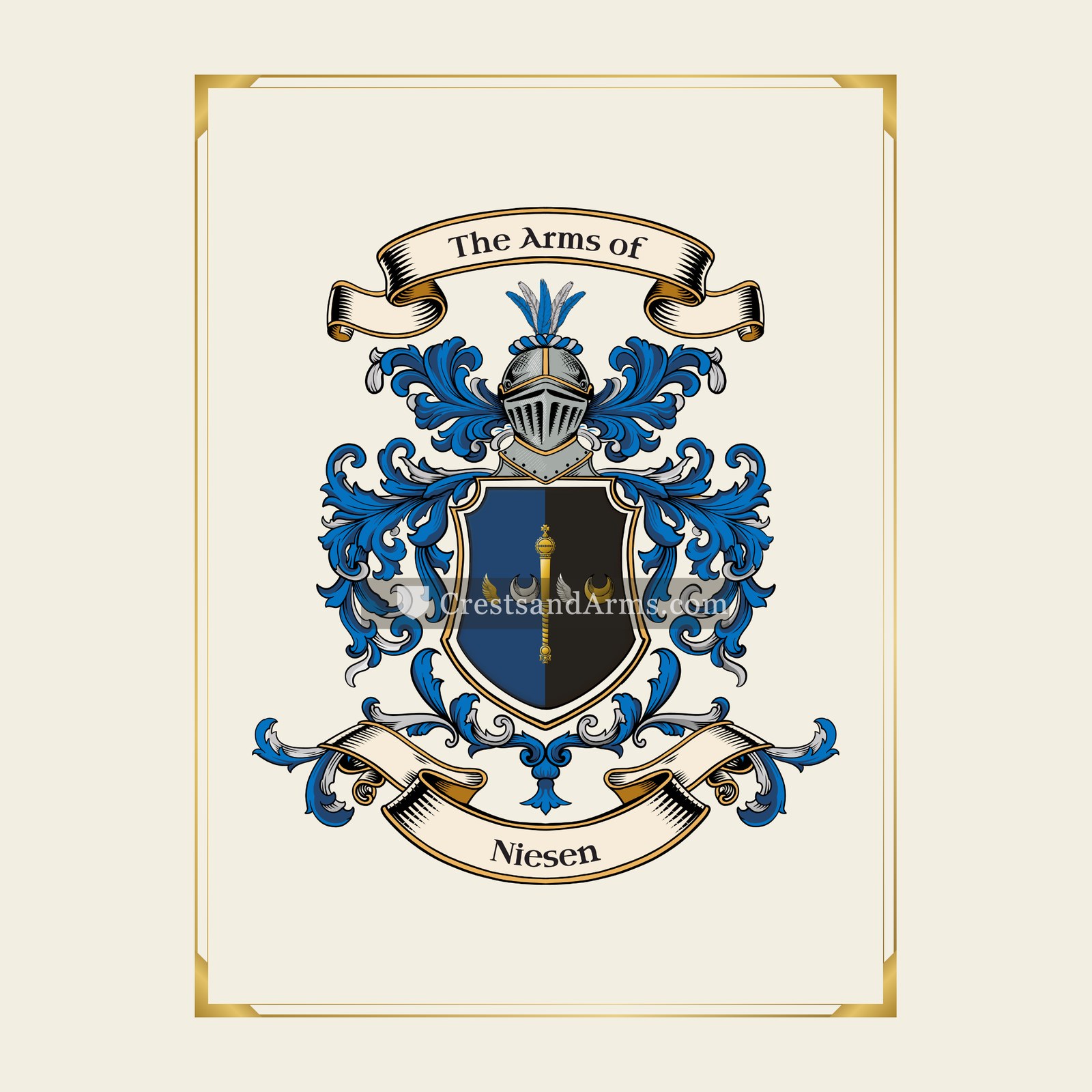 With gold border