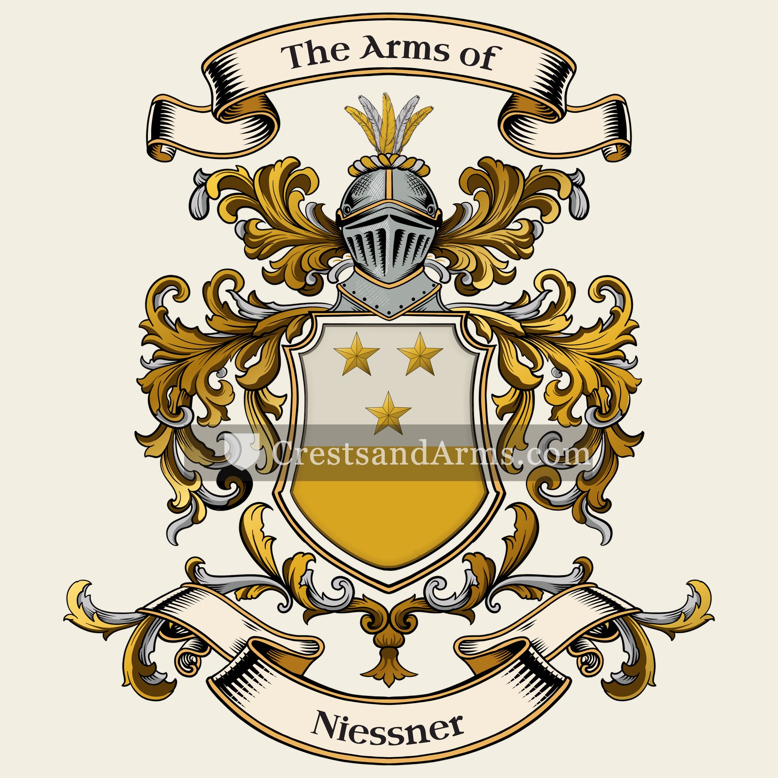 The Niessner coat of arms, drawn from the recorded blazon