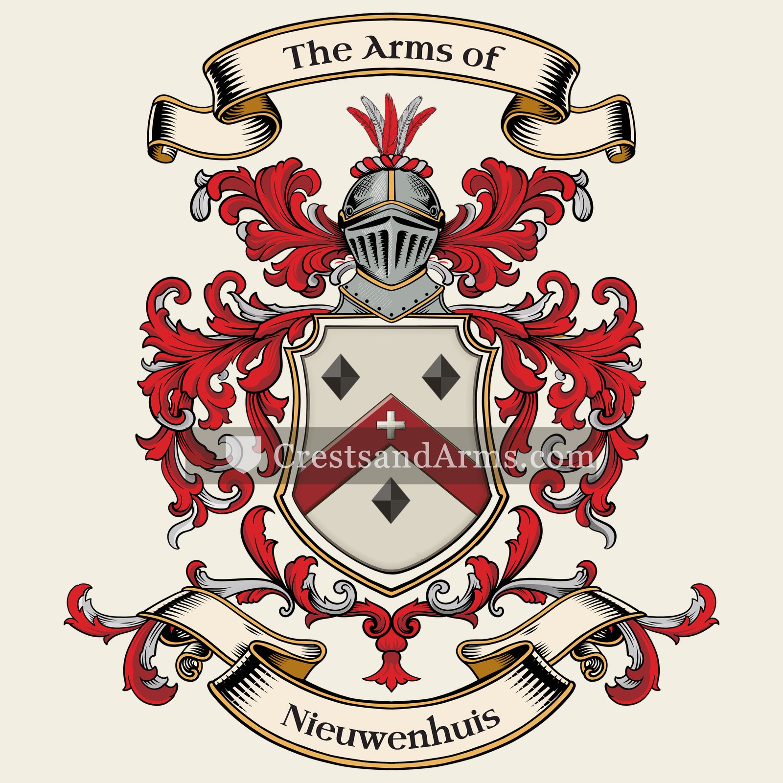 The Nieuwenhuis coat of arms, drawn from the recorded blazon