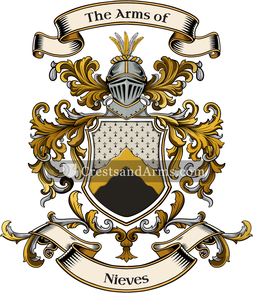 The Nieves coat of arms, drawn from the recorded blazon