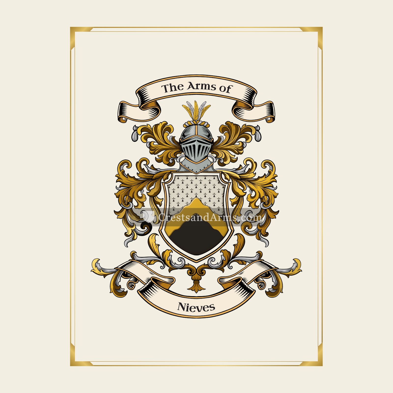 With gold border