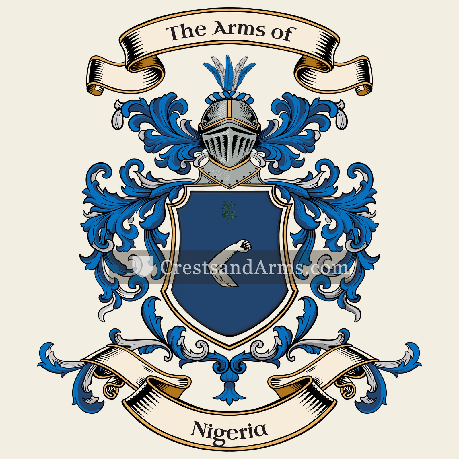 The Nigeria coat of arms, drawn from the recorded blazon