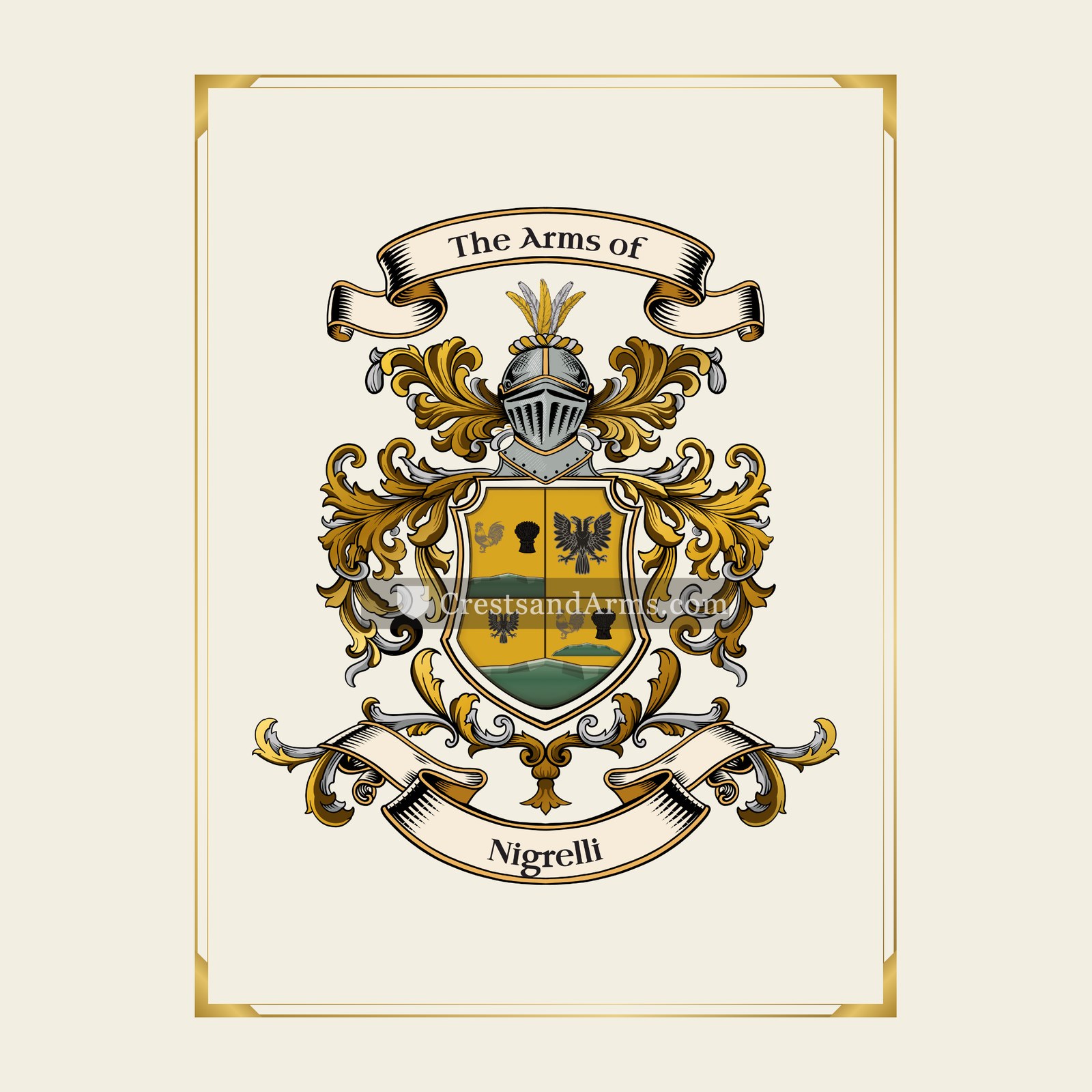 With gold border
