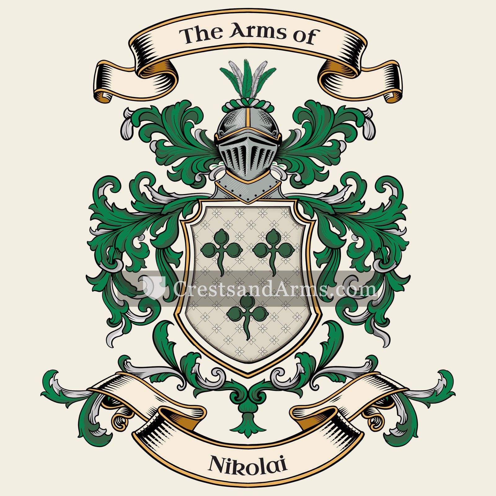 The Nikolai coat of arms, drawn from the recorded blazon