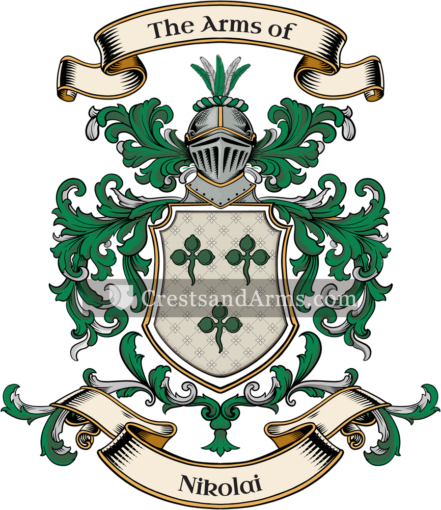 The Nikolai coat of arms, drawn from the recorded blazon