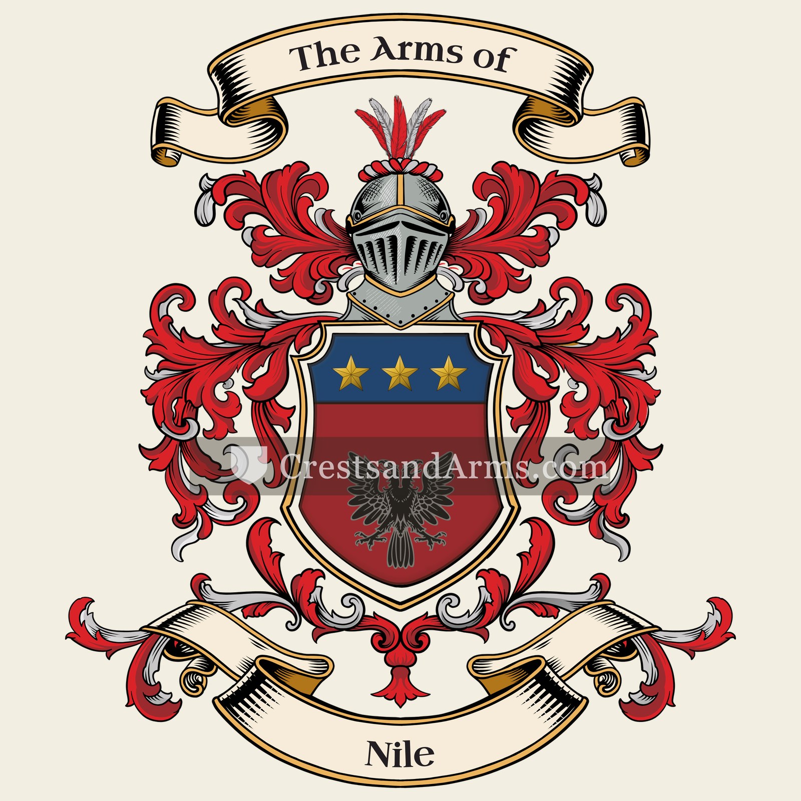 The Nile coat of arms, drawn from the recorded blazon