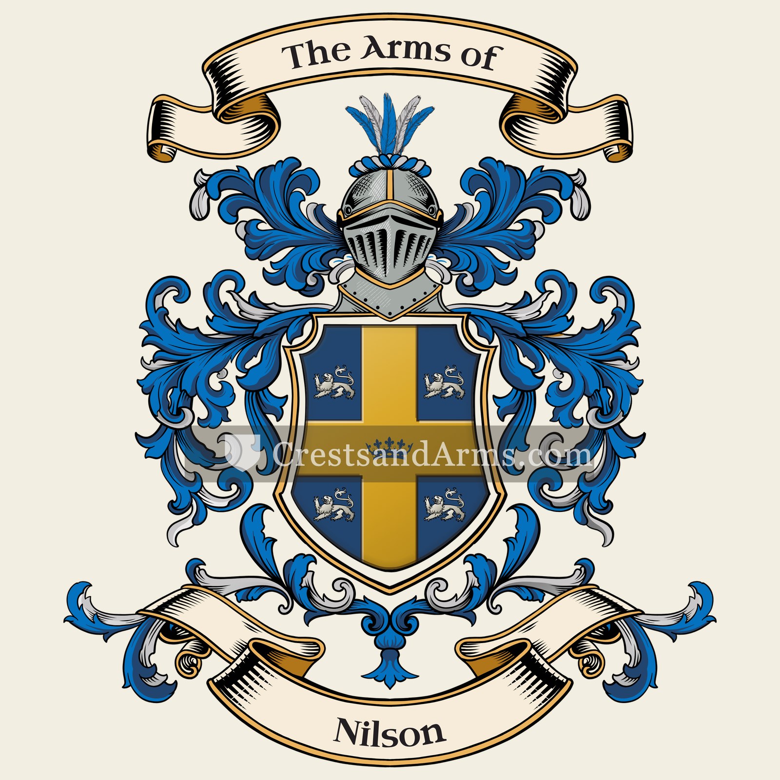 The Nilson coat of arms, drawn from the recorded blazon