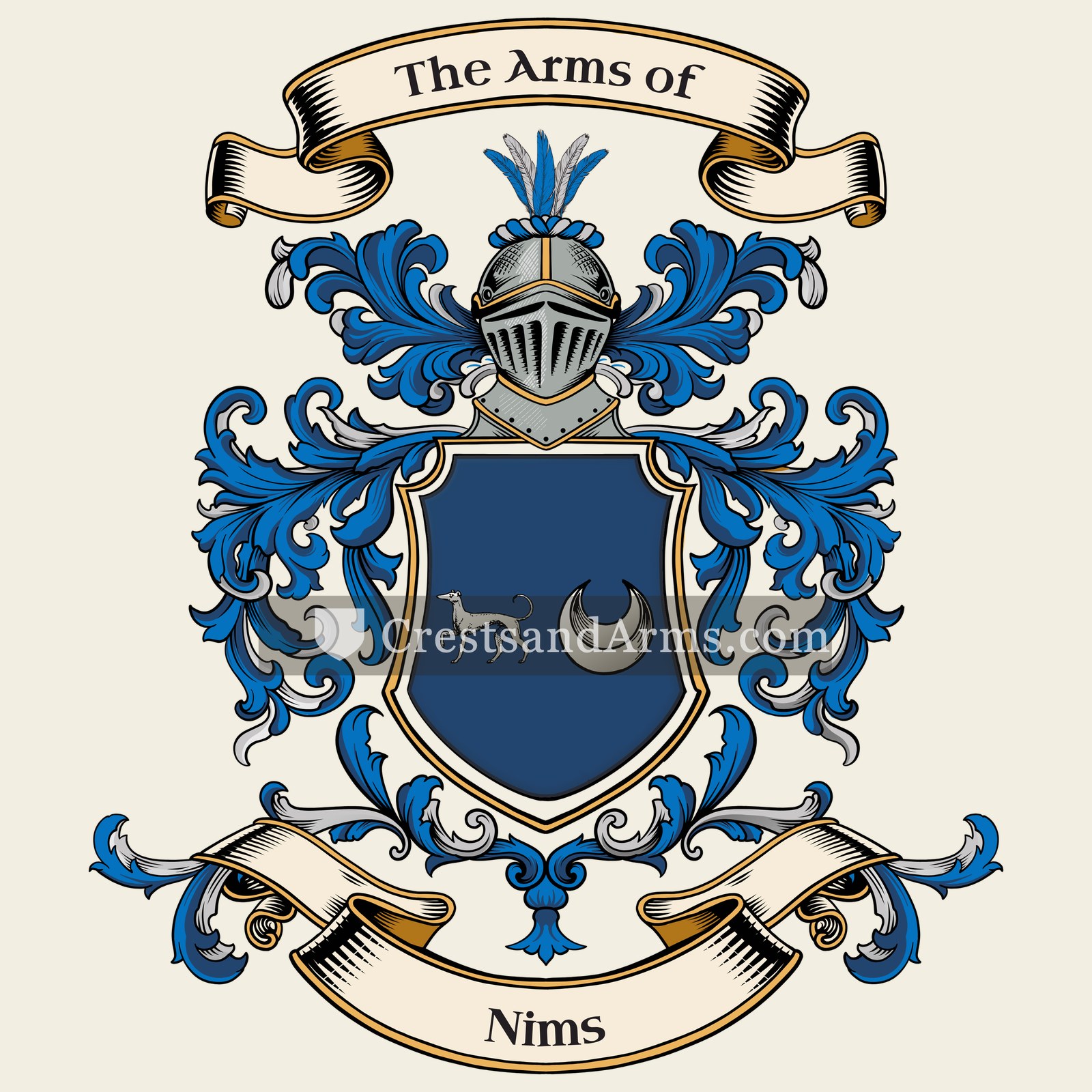 The Nims coat of arms, drawn from the recorded blazon