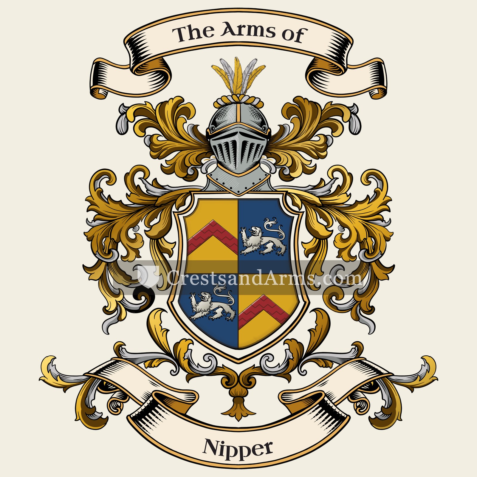 The Nipper coat of arms, drawn from the recorded blazon