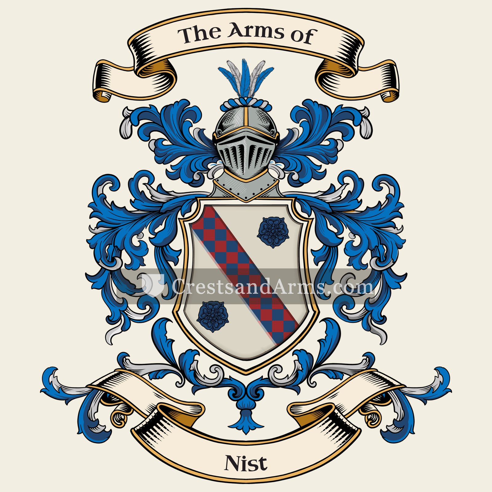 The Nist coat of arms, drawn from the recorded blazon
