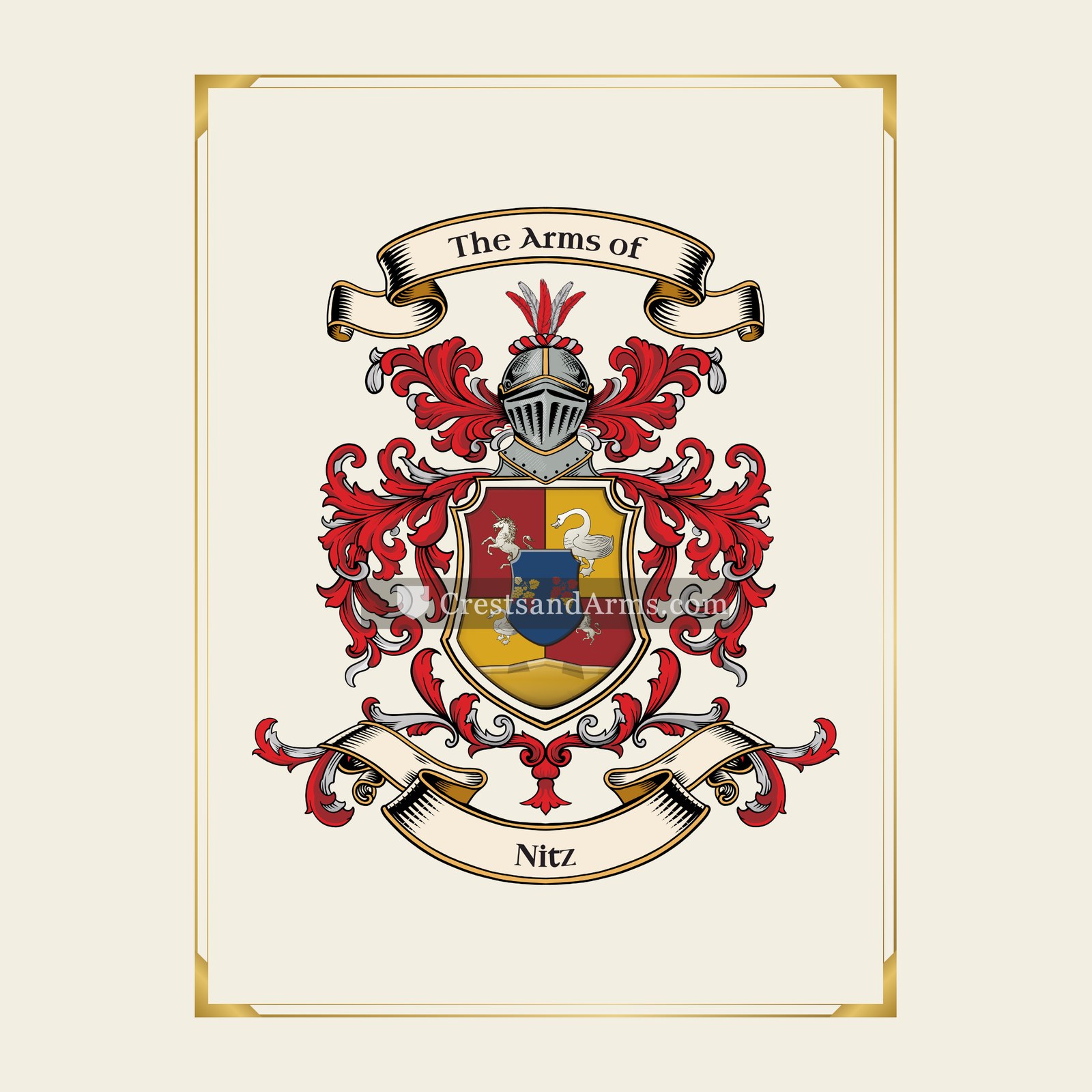 With gold border
