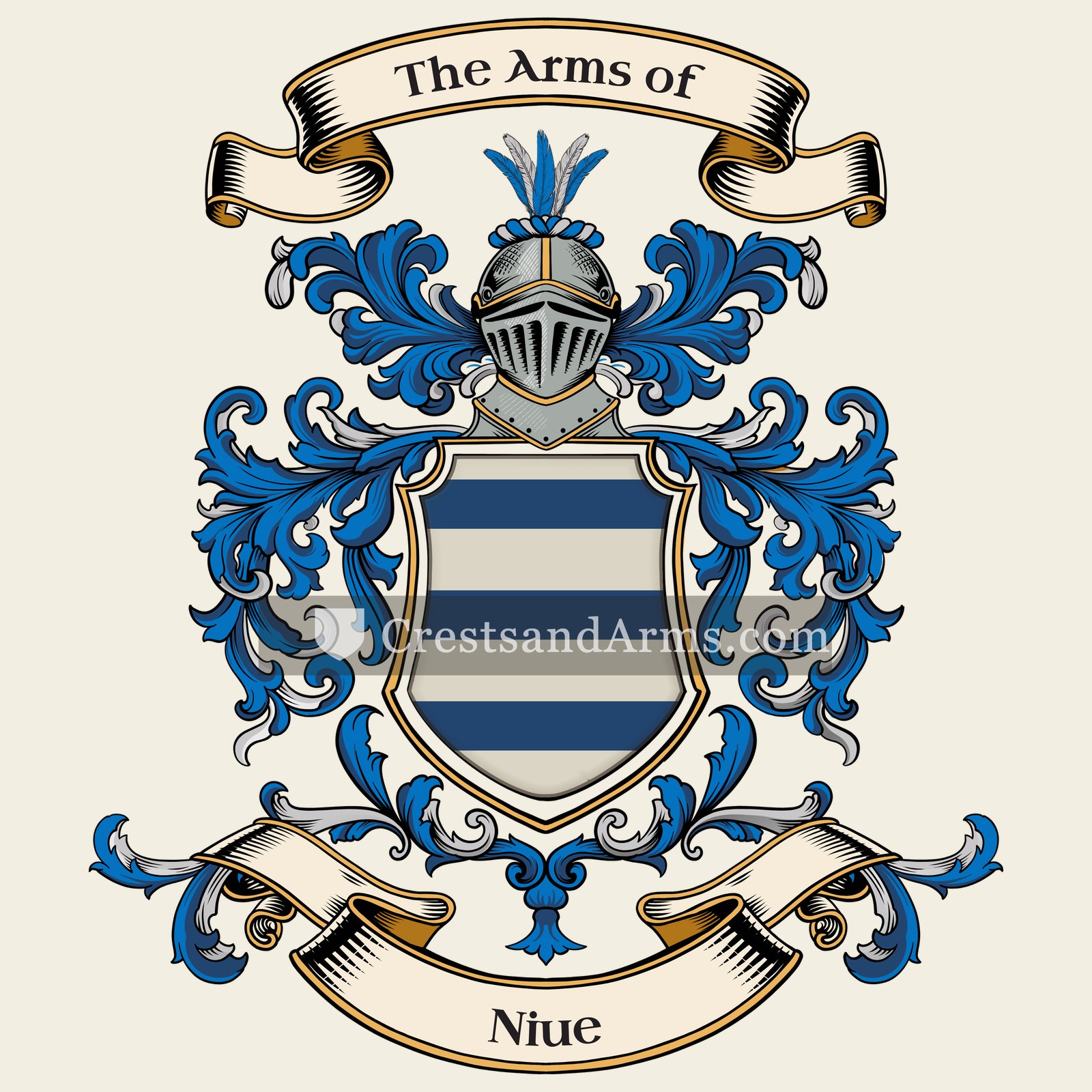 The Niue coat of arms, drawn from the recorded blazon