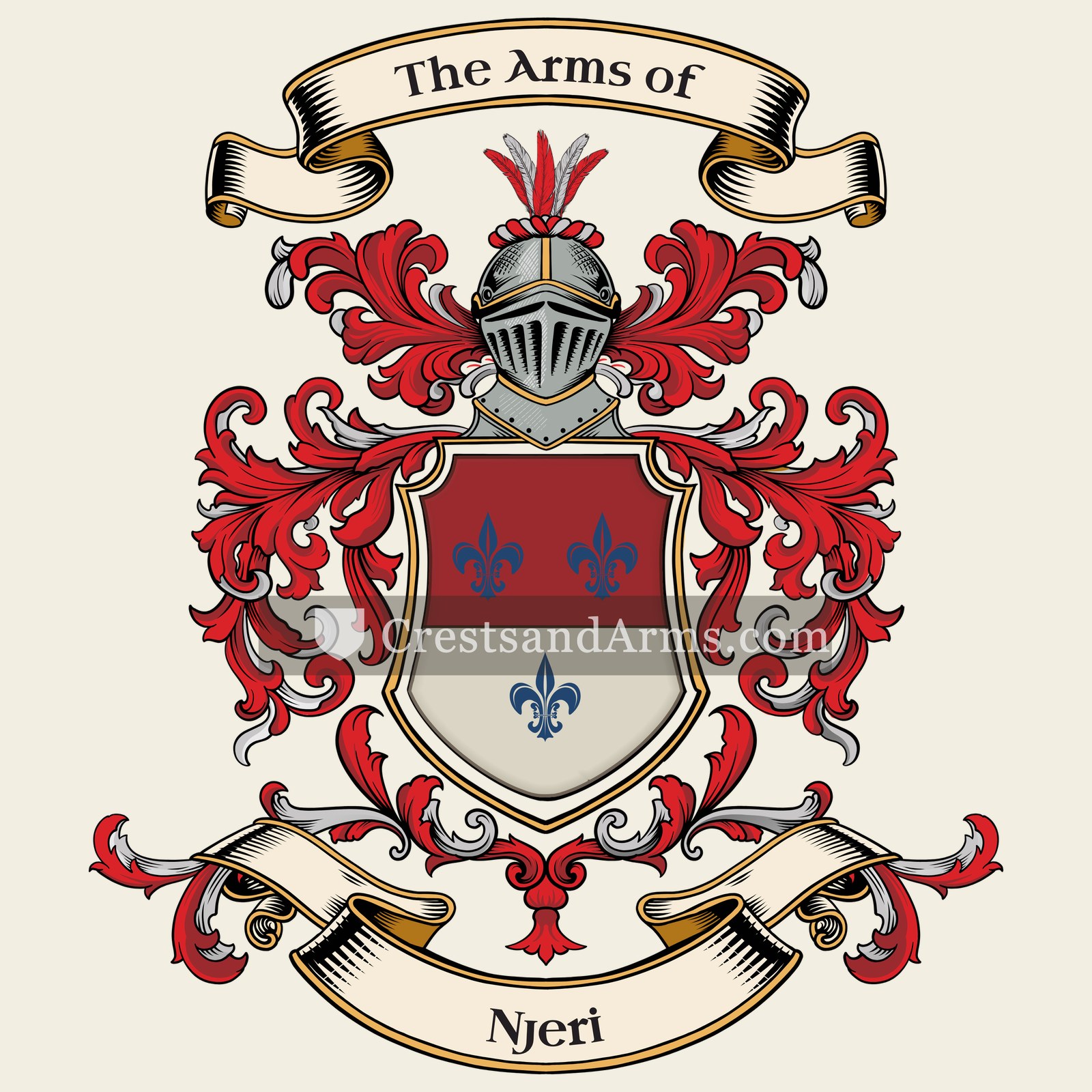 The Njeri coat of arms, drawn from the recorded blazon