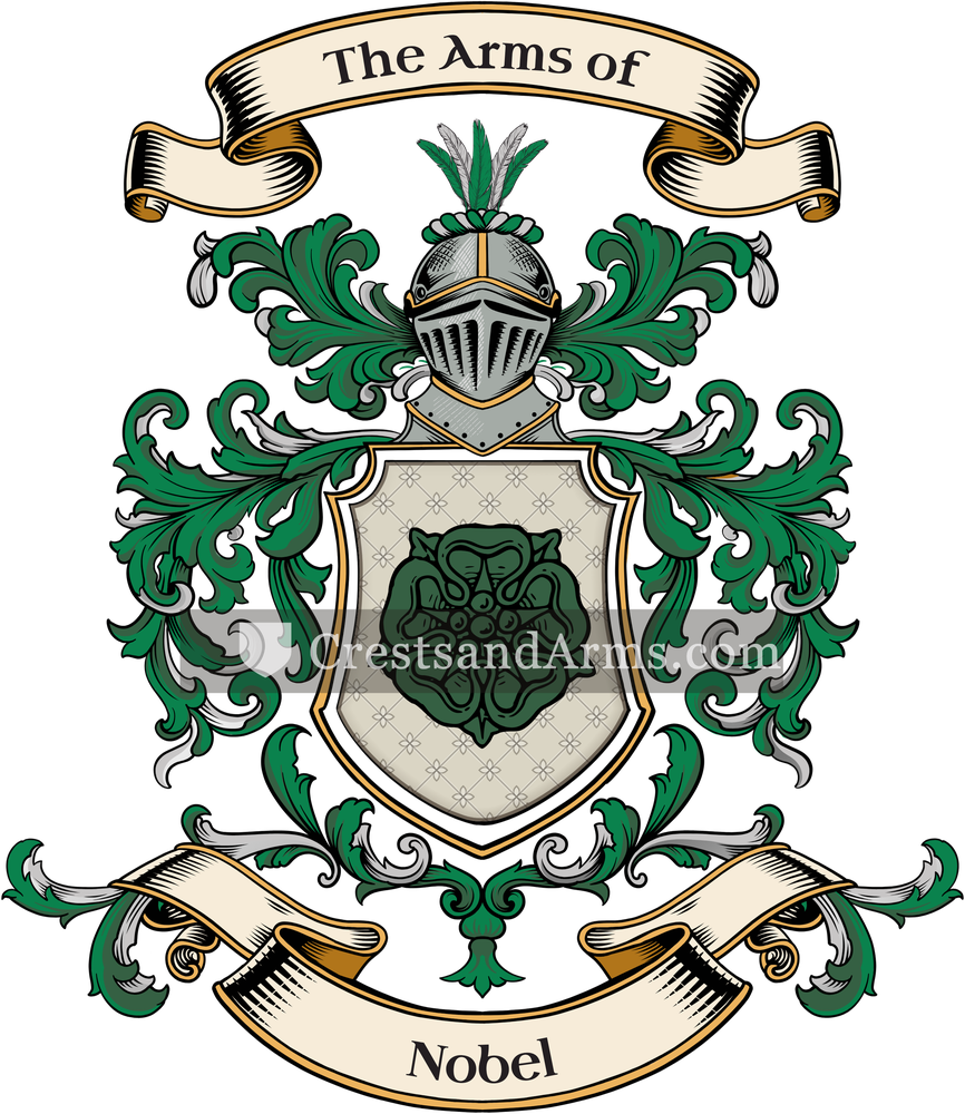 The Nobel coat of arms, drawn from the recorded blazon