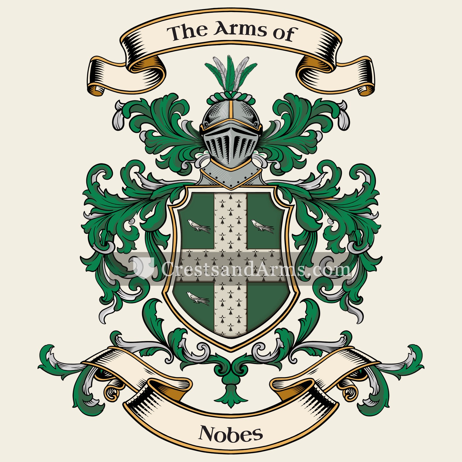The Nobes coat of arms, drawn from the recorded blazon
