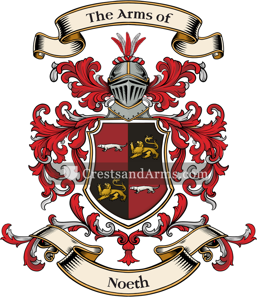 The Noeth coat of arms, drawn from the recorded blazon