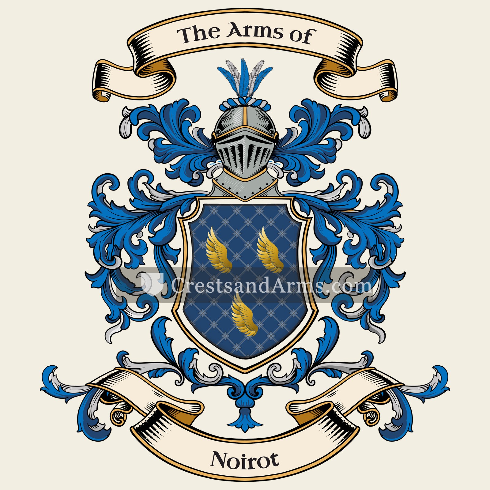 The Noirot coat of arms, drawn from the recorded blazon