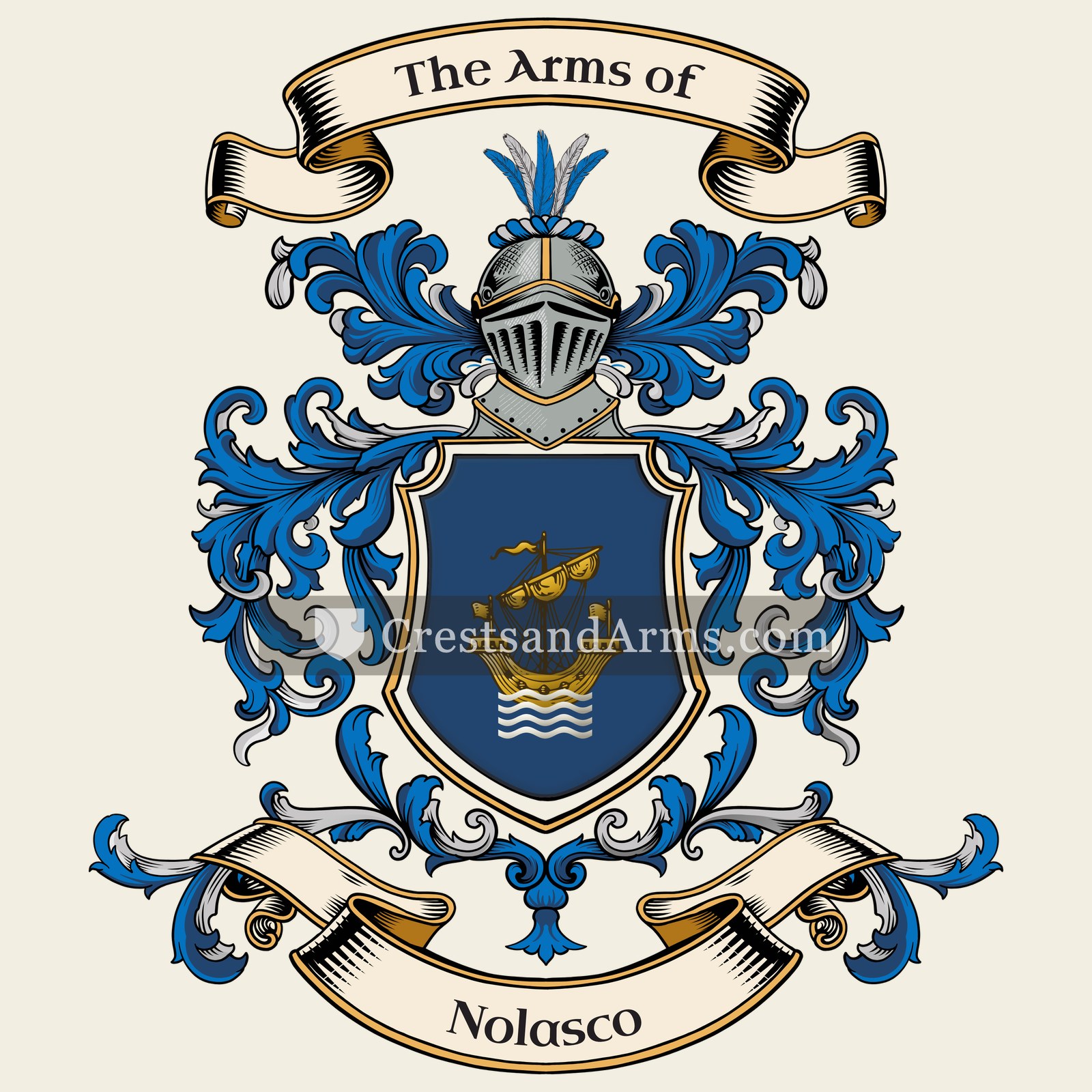 The Nolasco coat of arms, drawn from the recorded blazon