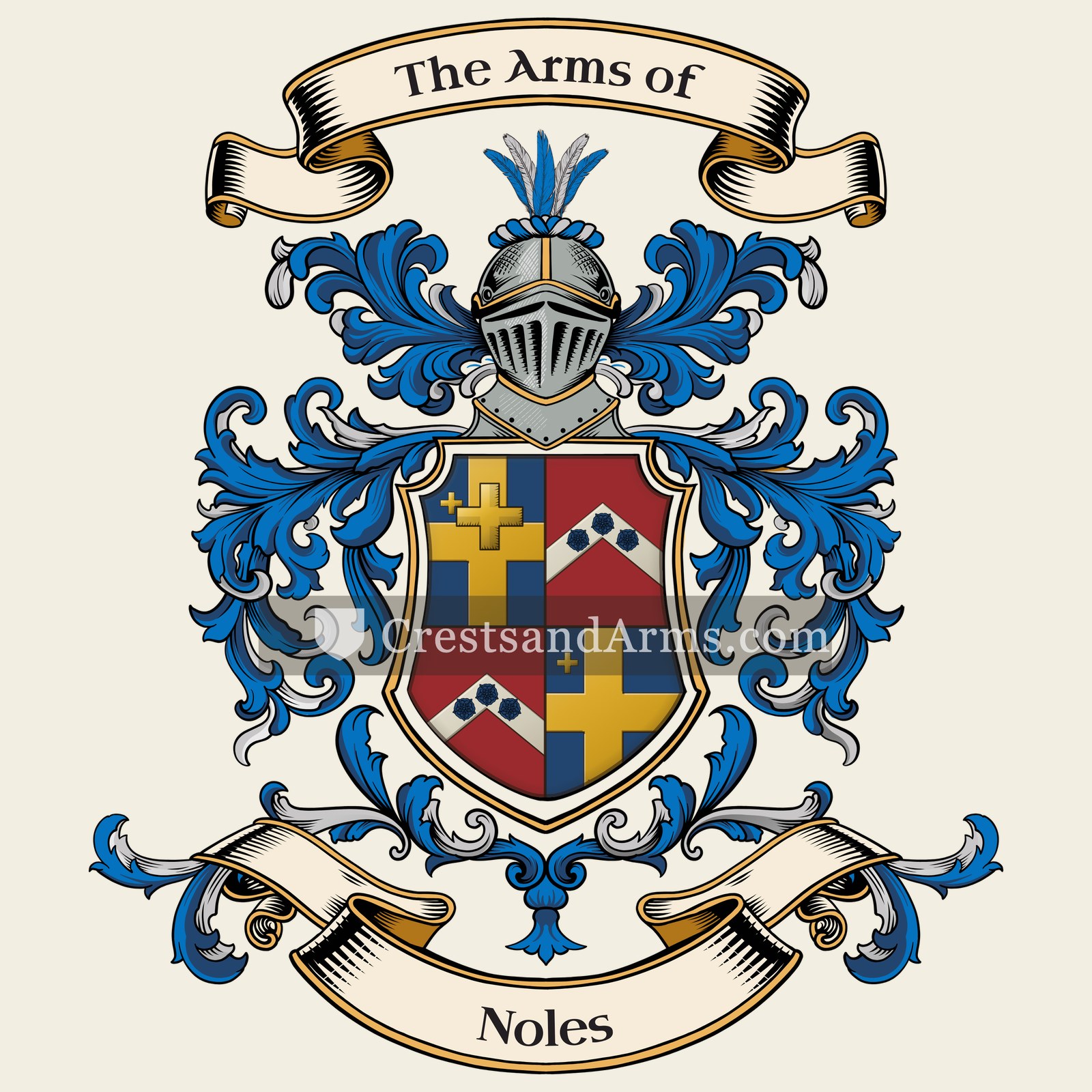 The Noles coat of arms, drawn from the recorded blazon