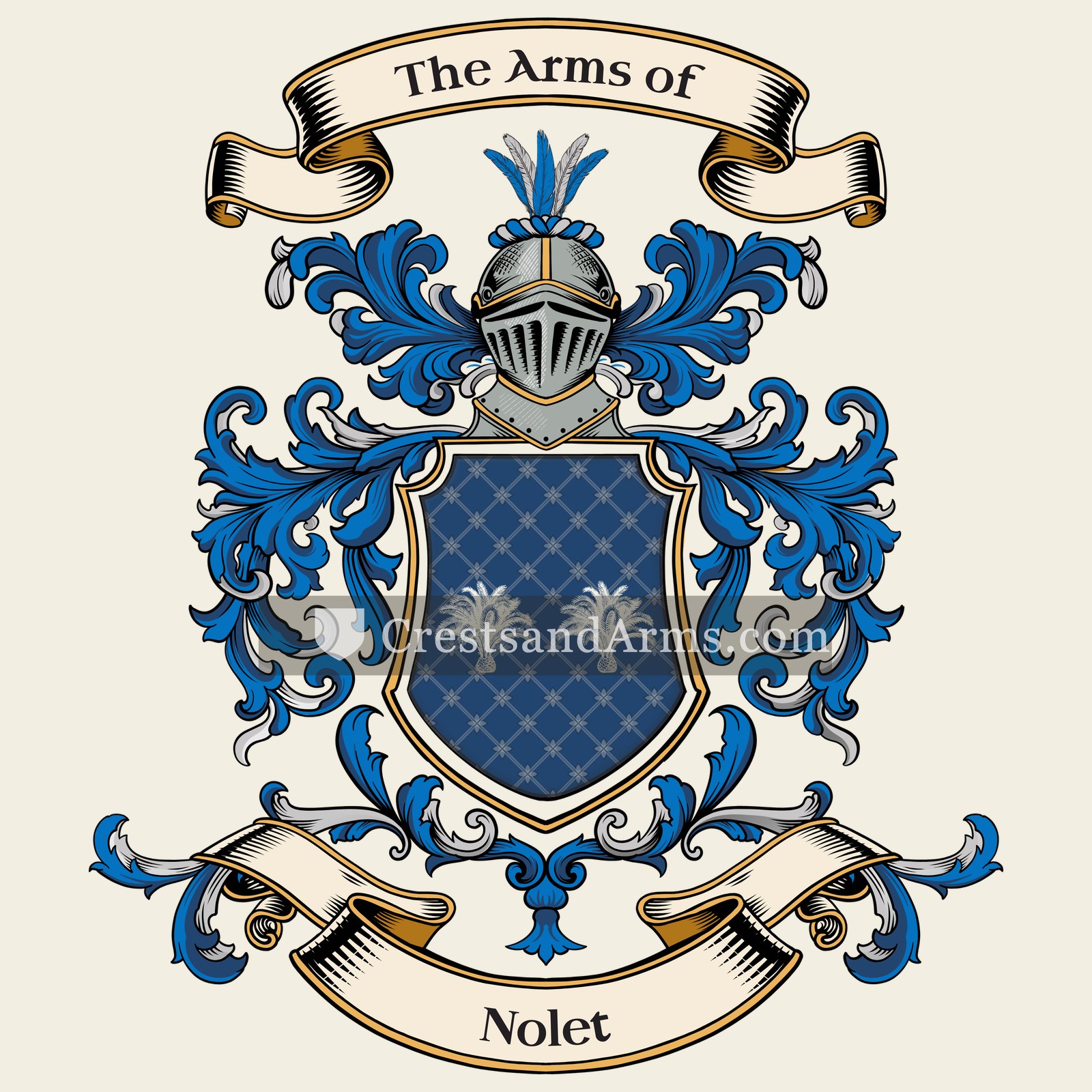 The Nolet coat of arms, drawn from the recorded blazon