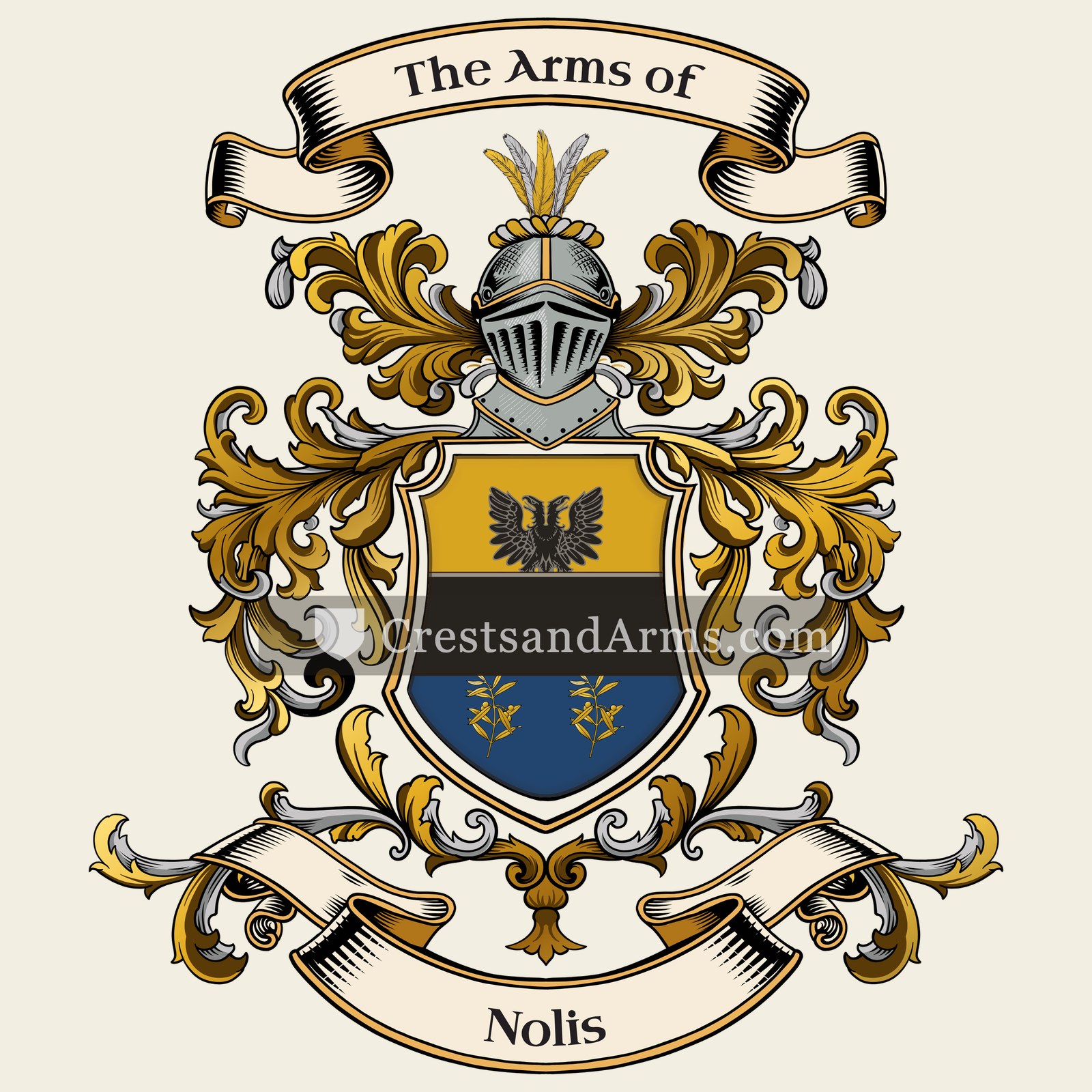 The Nolis coat of arms, drawn from the recorded blazon