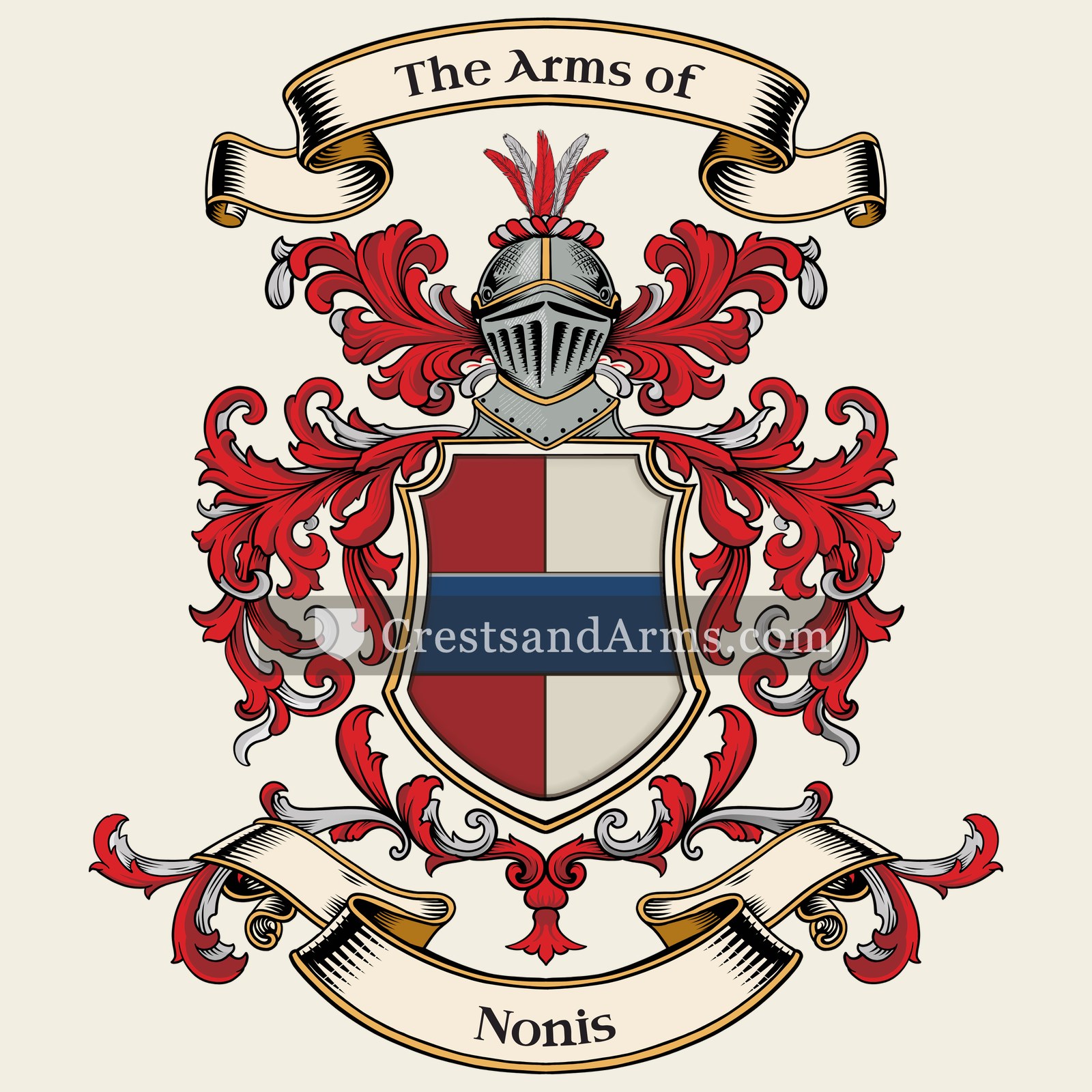 The Nonis coat of arms, drawn from the recorded blazon