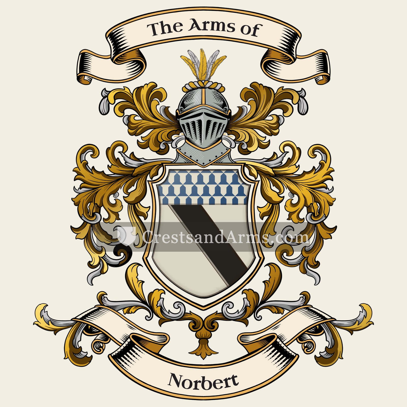 The Norbert coat of arms, drawn from the recorded blazon