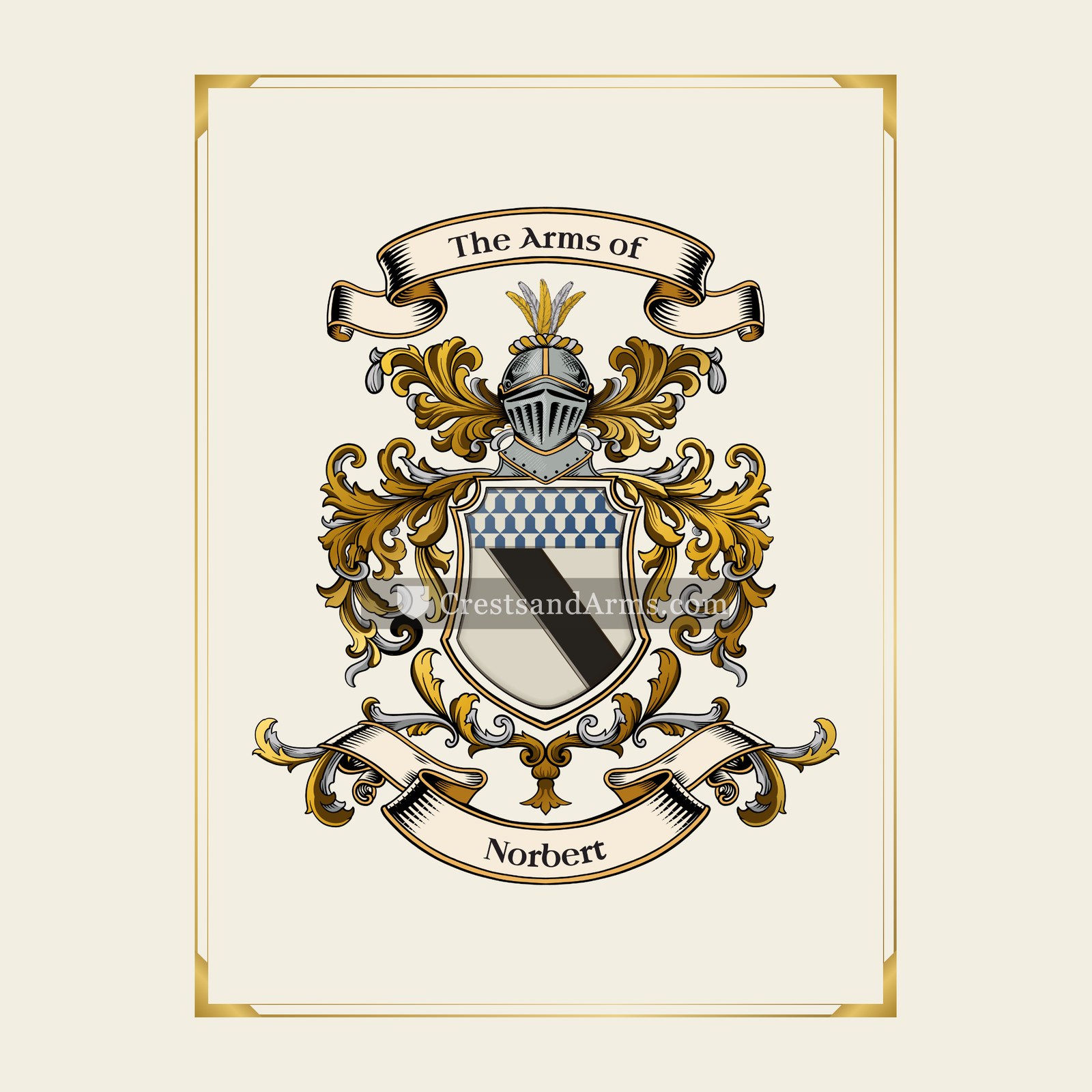 With gold border