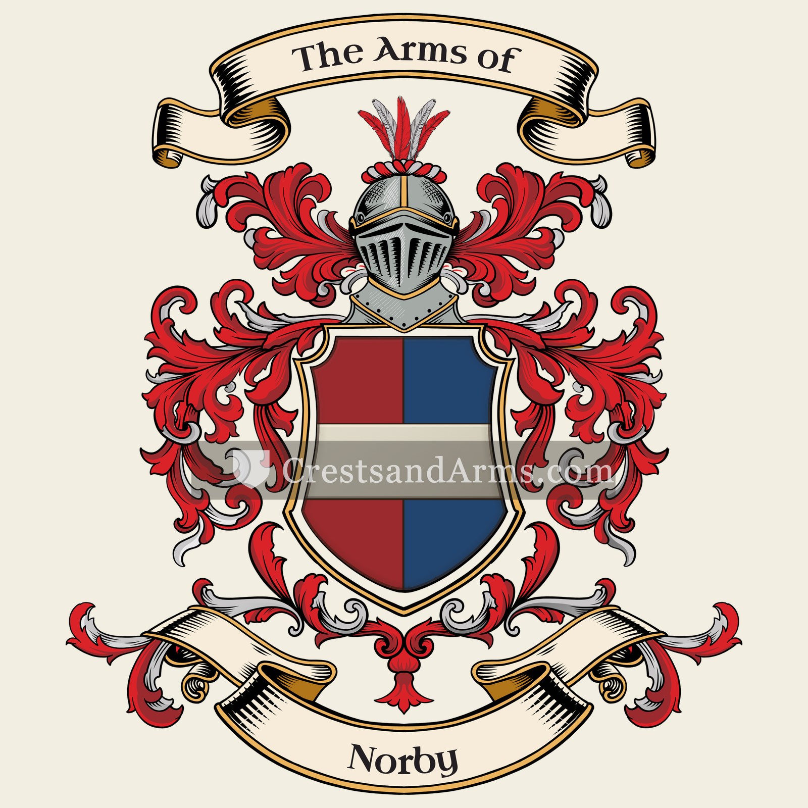 The Norby coat of arms, drawn from the recorded blazon