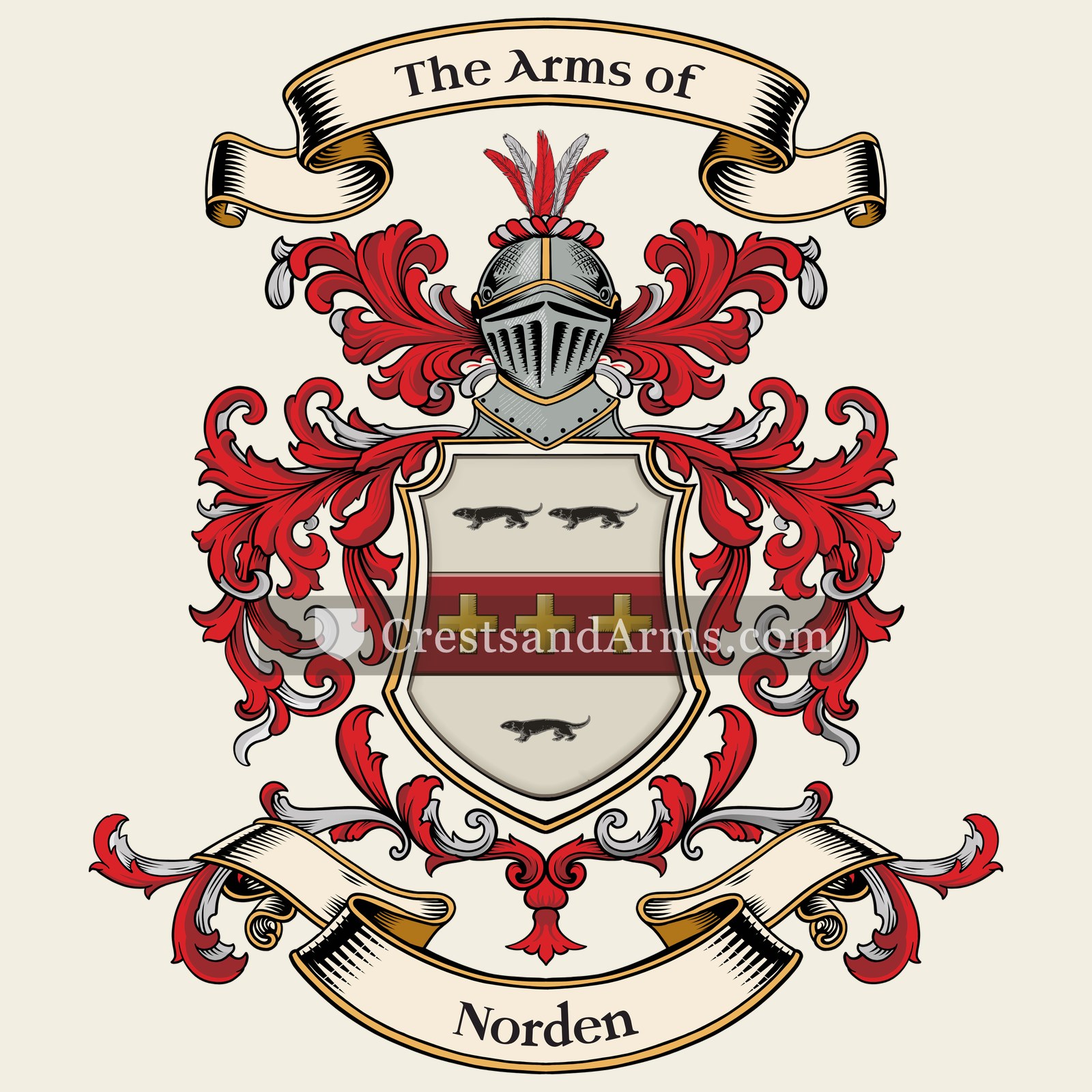 The Norden coat of arms, drawn from the recorded blazon