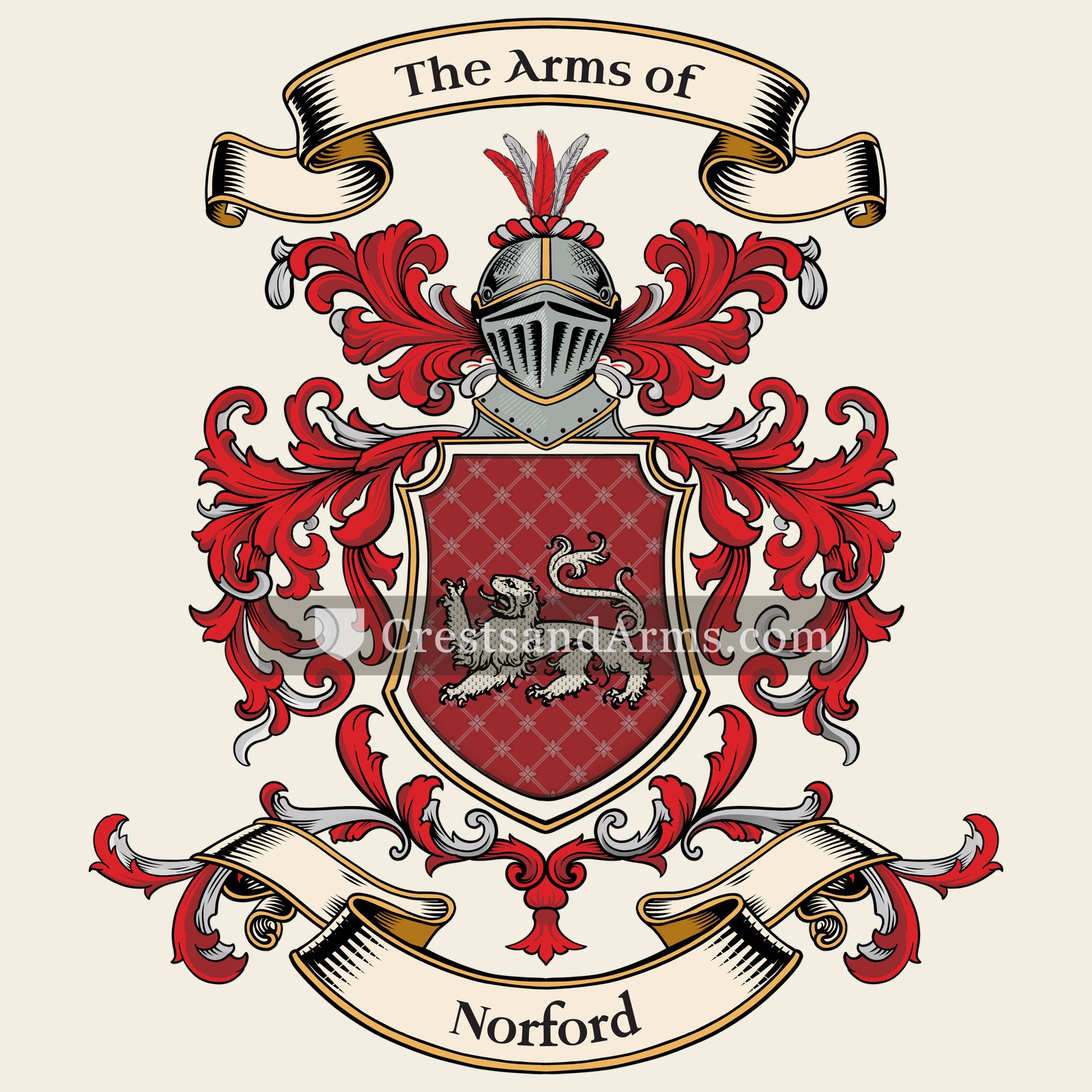 The Norford coat of arms, drawn from the recorded blazon