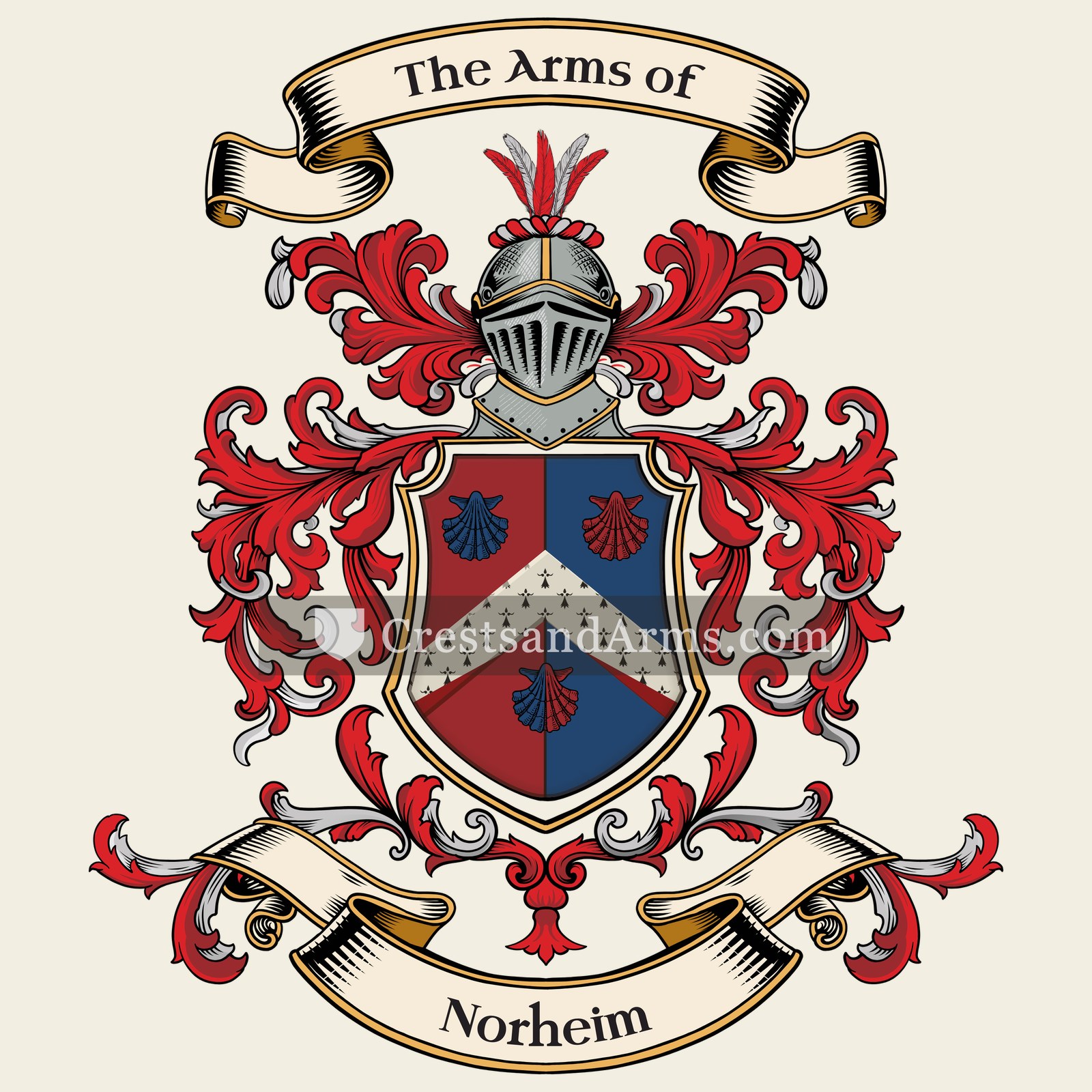 The Norheim coat of arms, drawn from the recorded blazon