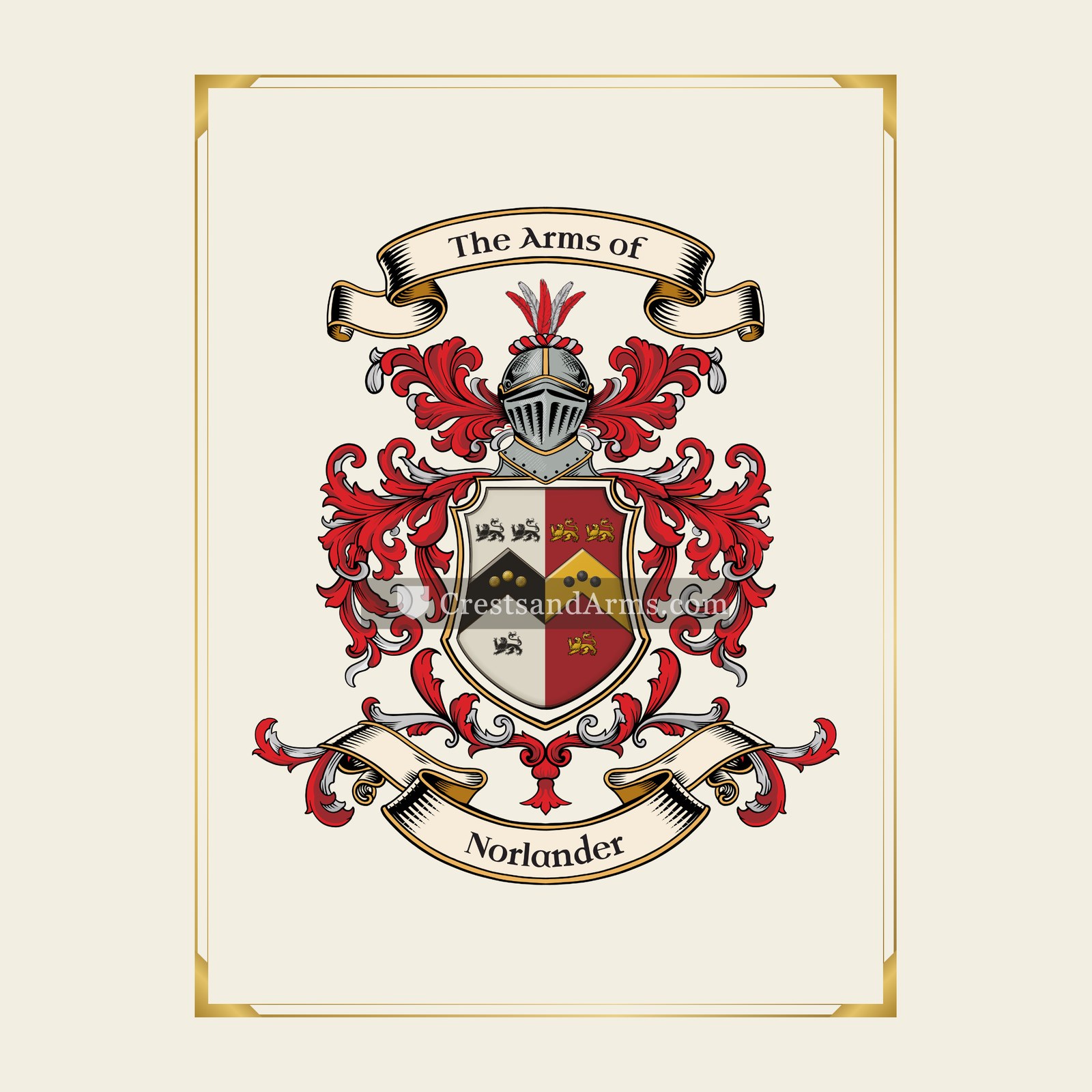 With gold border