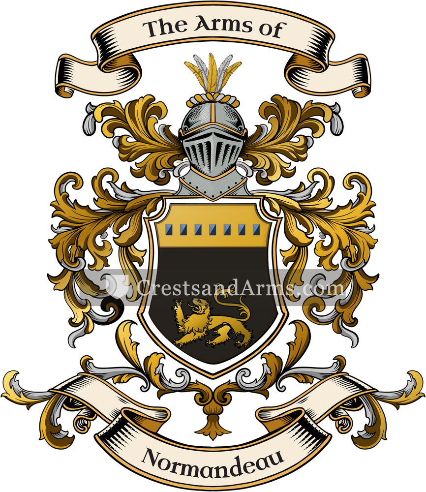 The Normandeau coat of arms, drawn from the recorded blazon