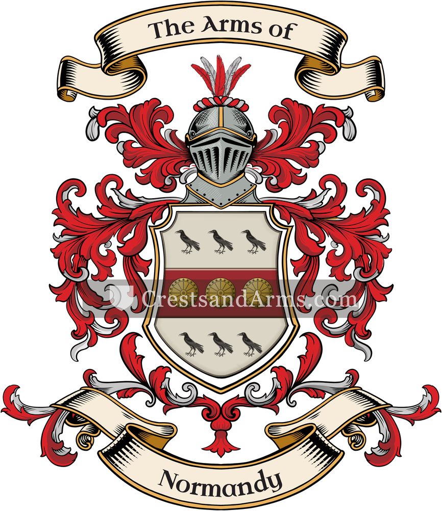 The Normandy coat of arms, drawn from the recorded blazon