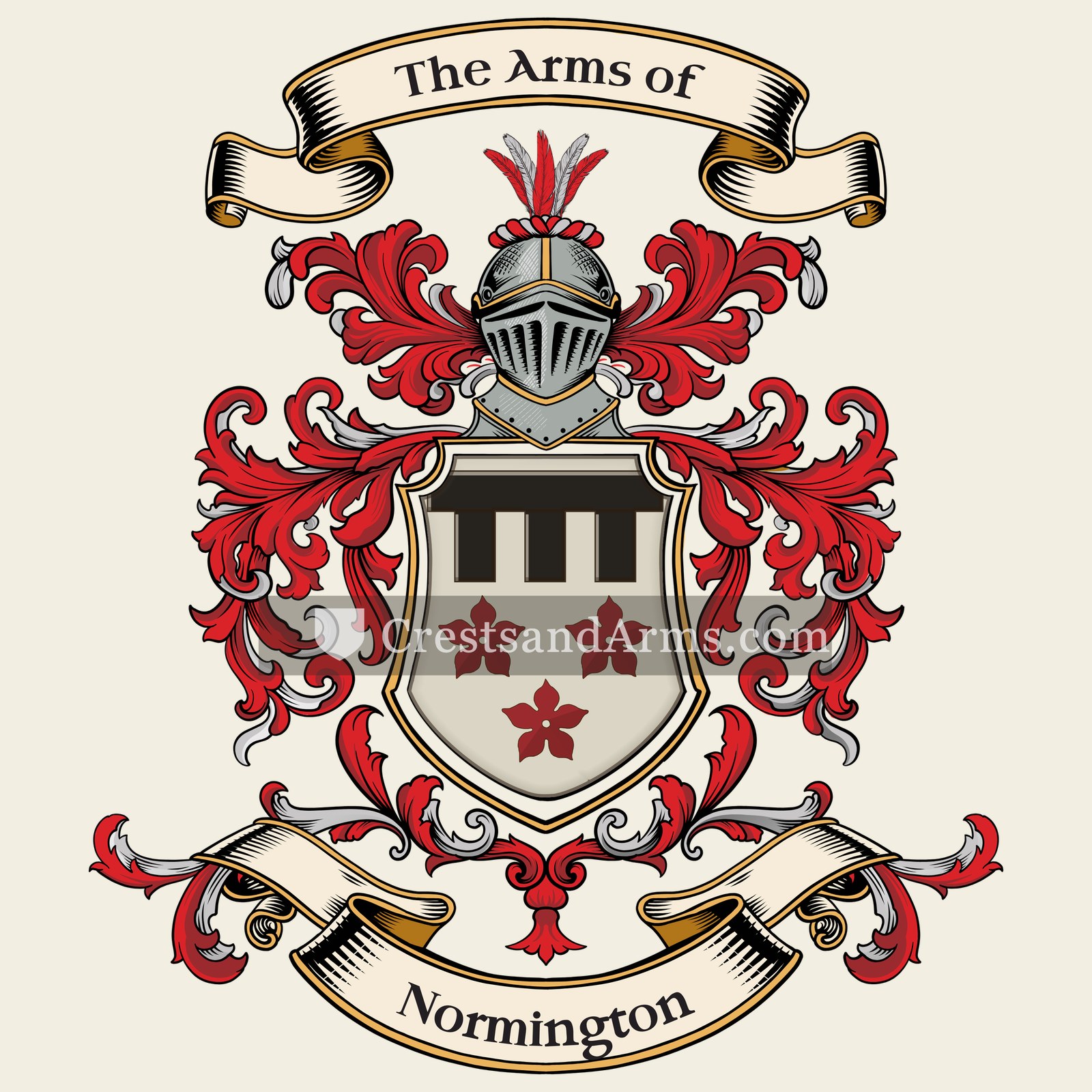 The Normington coat of arms, drawn from the recorded blazon