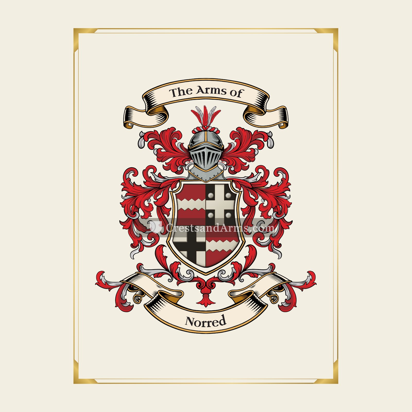 With gold border