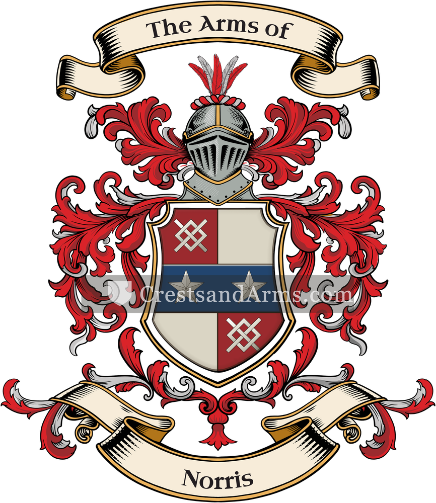 The Norris coat of arms, drawn from the recorded blazon