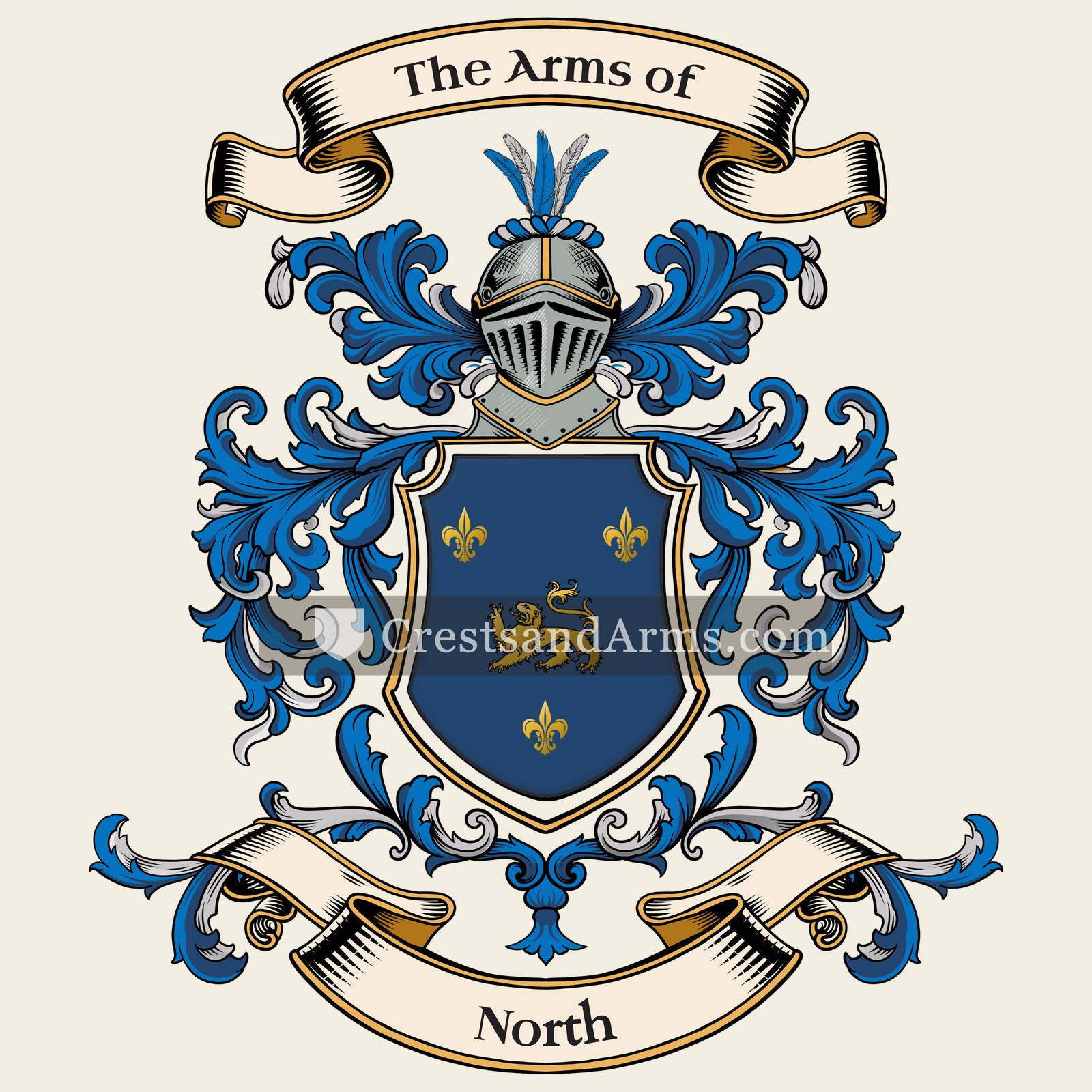 The North coat of arms, drawn from the recorded blazon