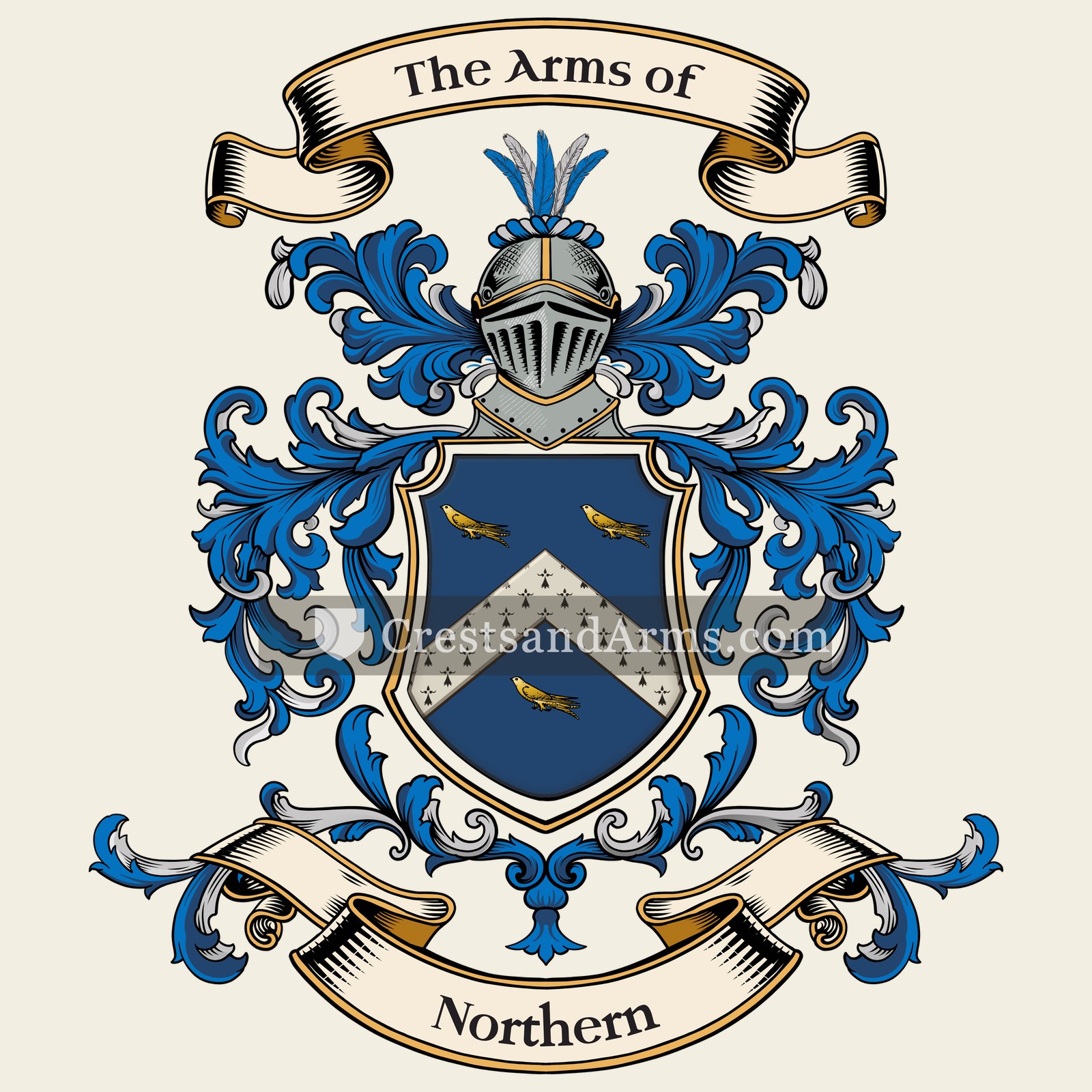 The Northern coat of arms, drawn from the recorded blazon