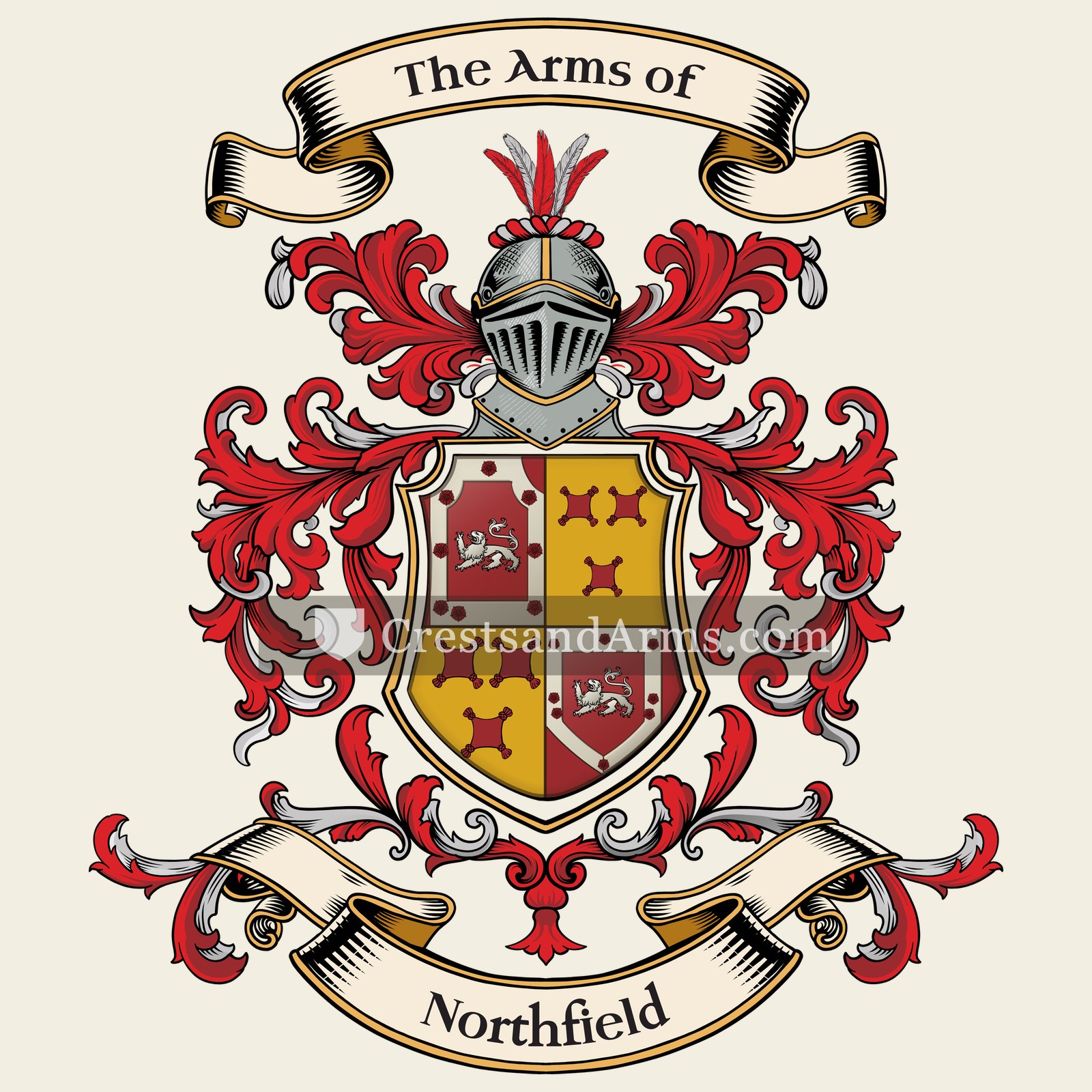 The Northfield coat of arms, drawn from the recorded blazon