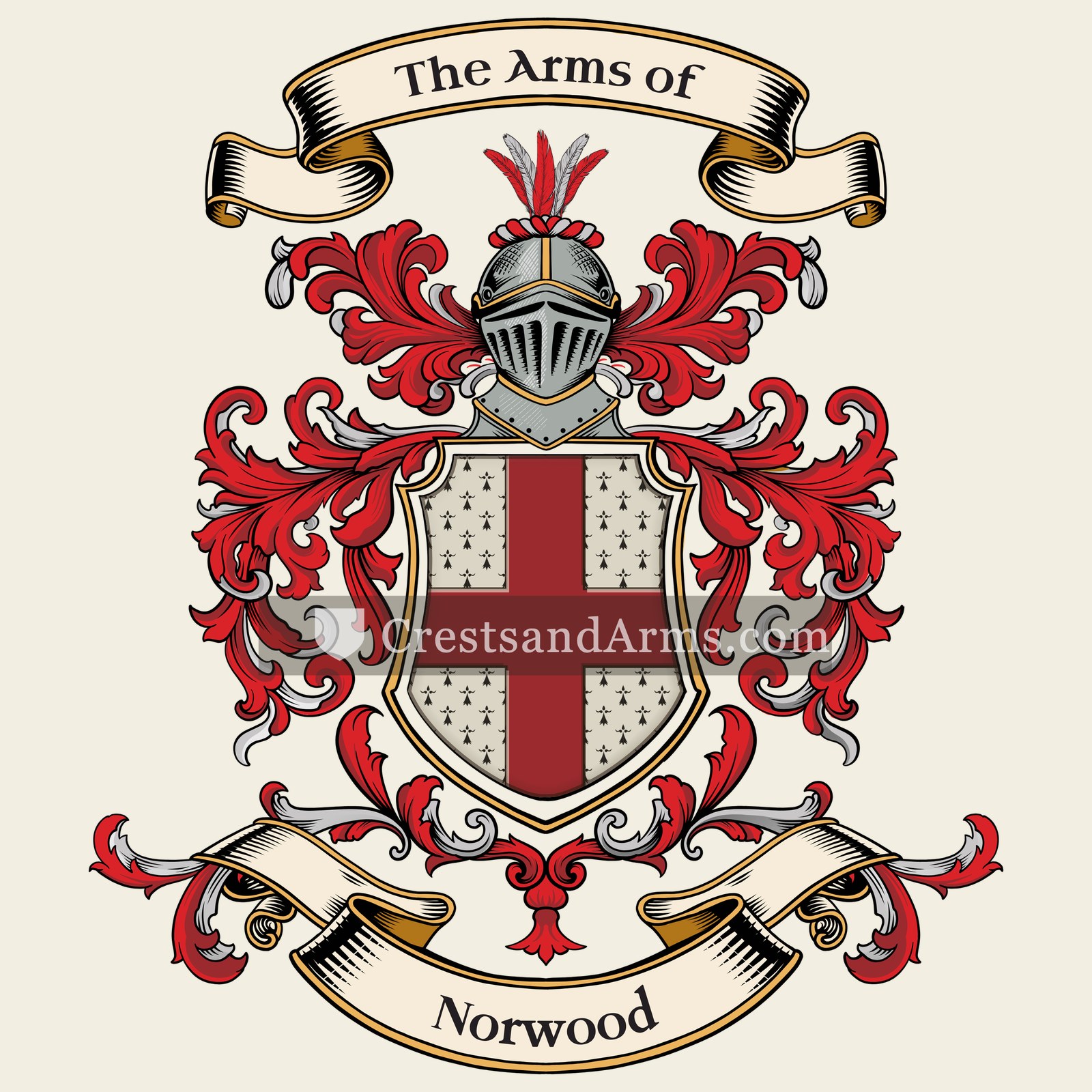 The Norwood coat of arms, drawn from the recorded blazon