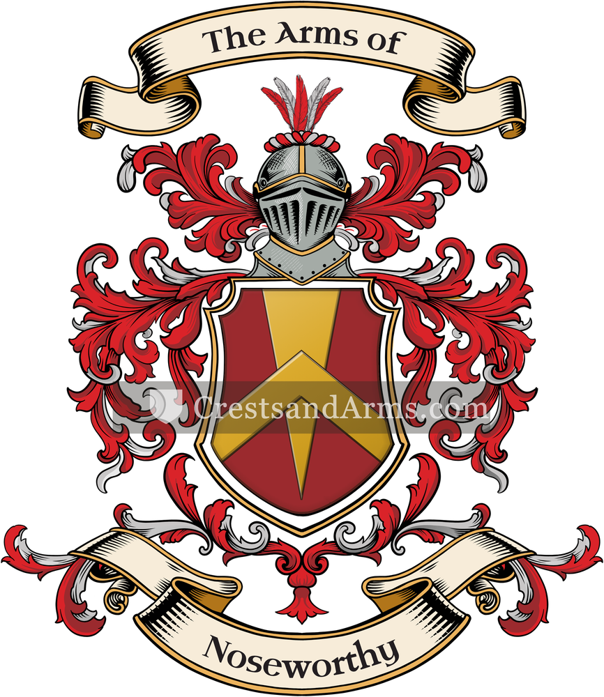 The Noseworthy coat of arms, drawn from the recorded blazon