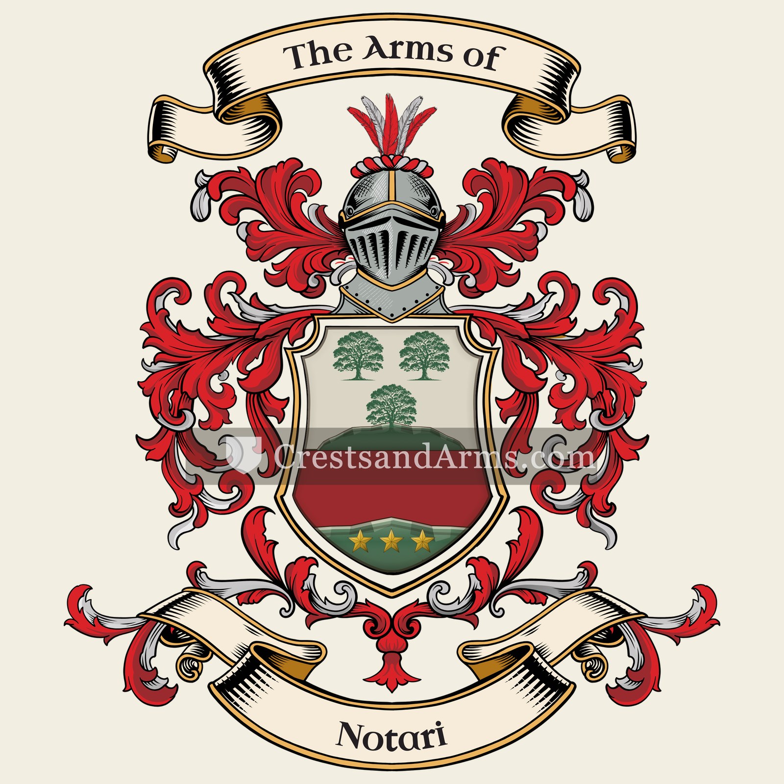 The Notari coat of arms, drawn from the recorded blazon