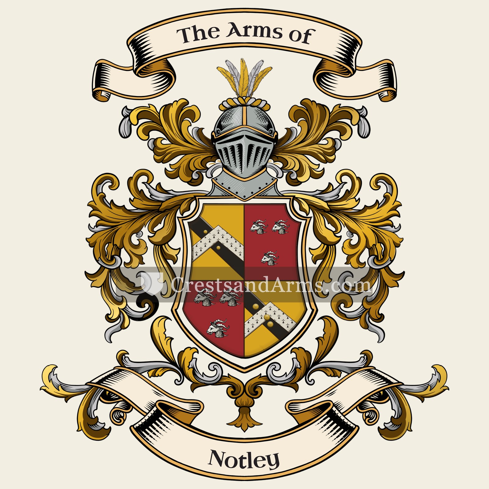 The Notley coat of arms, drawn from the recorded blazon