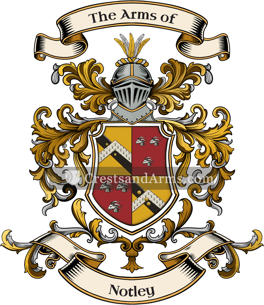 The Notley coat of arms, drawn from the recorded blazon